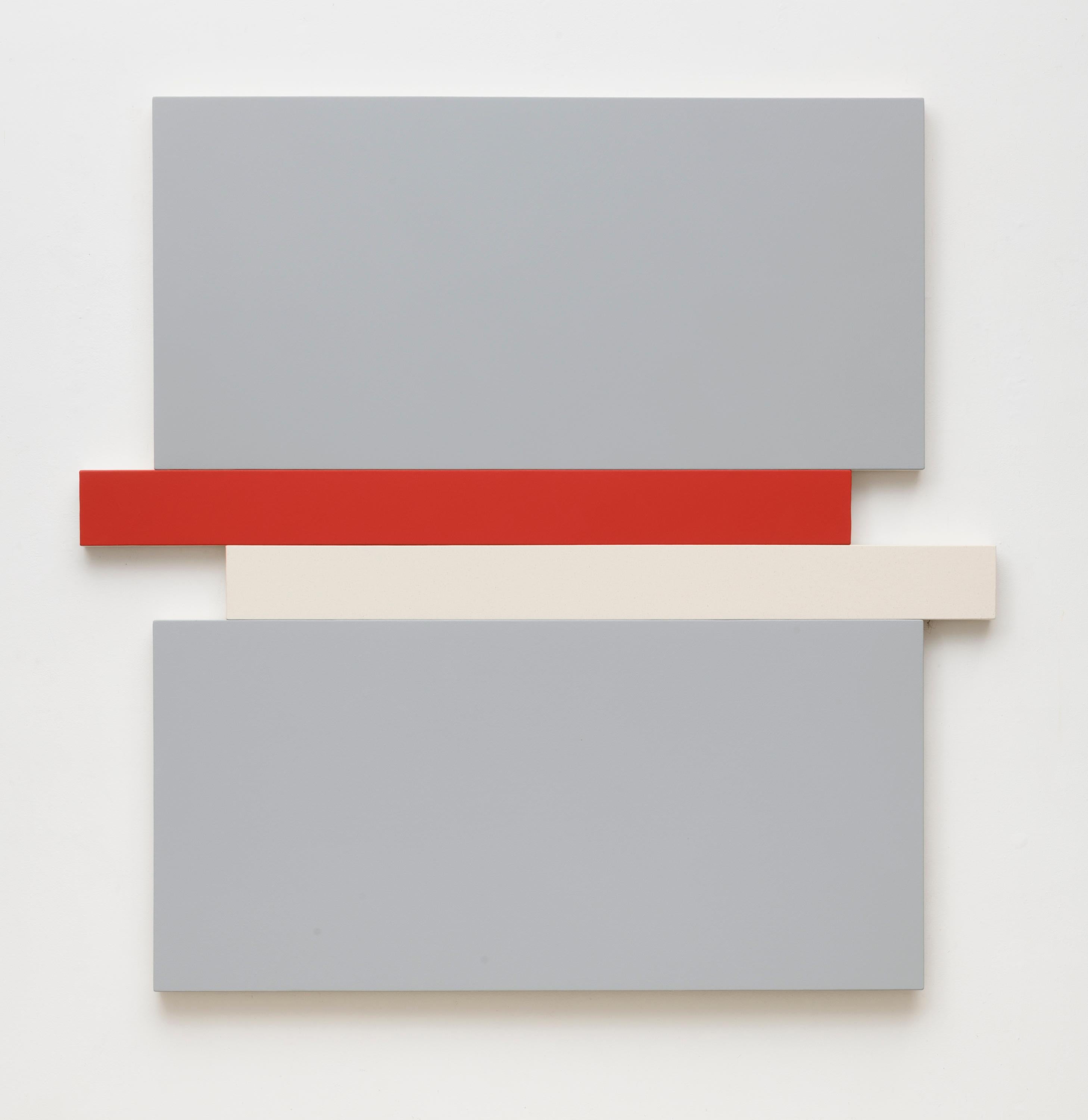 Abstract Painting di Scot Heywood - Compressione - Grigio, Rosso, Tela