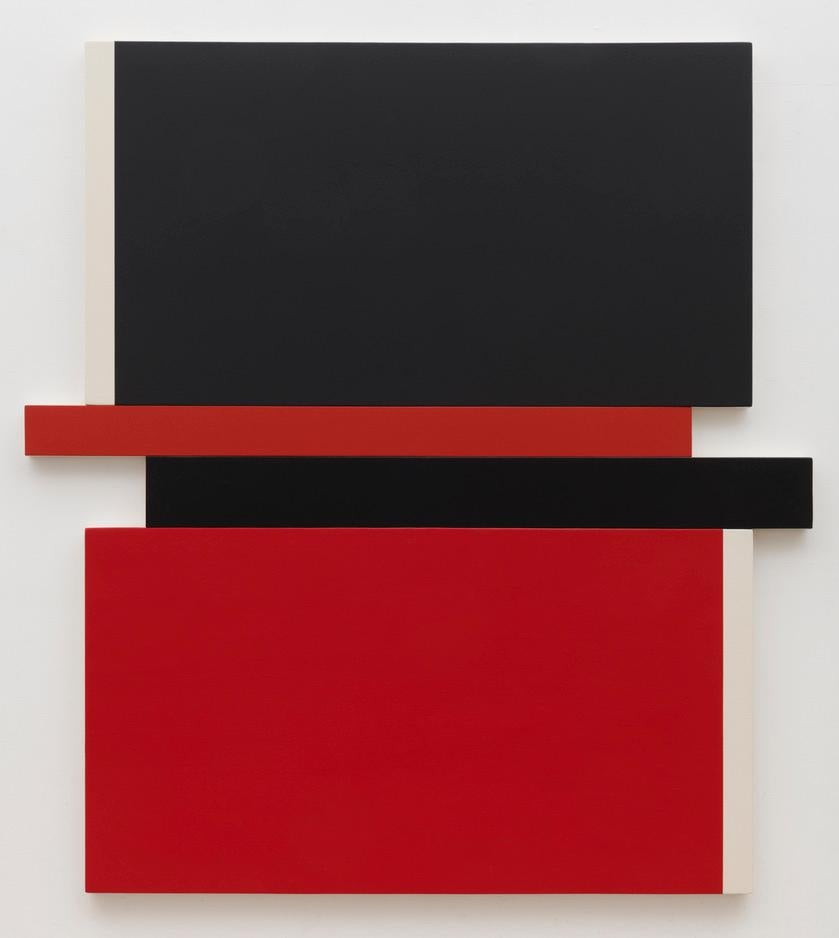 Abstract Painting de Scot Heywood - Da Vinci: Negro, Rojo, Lienzo