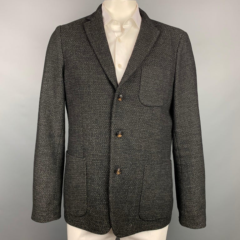 SCOTCH AND SODA Size 44 Black and White Wool / Polyester Sport Coat For