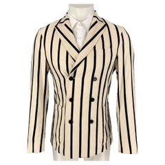 SCOTCH AND SODA Size M Beige Black Stripe Cotton Linen Sport Coat