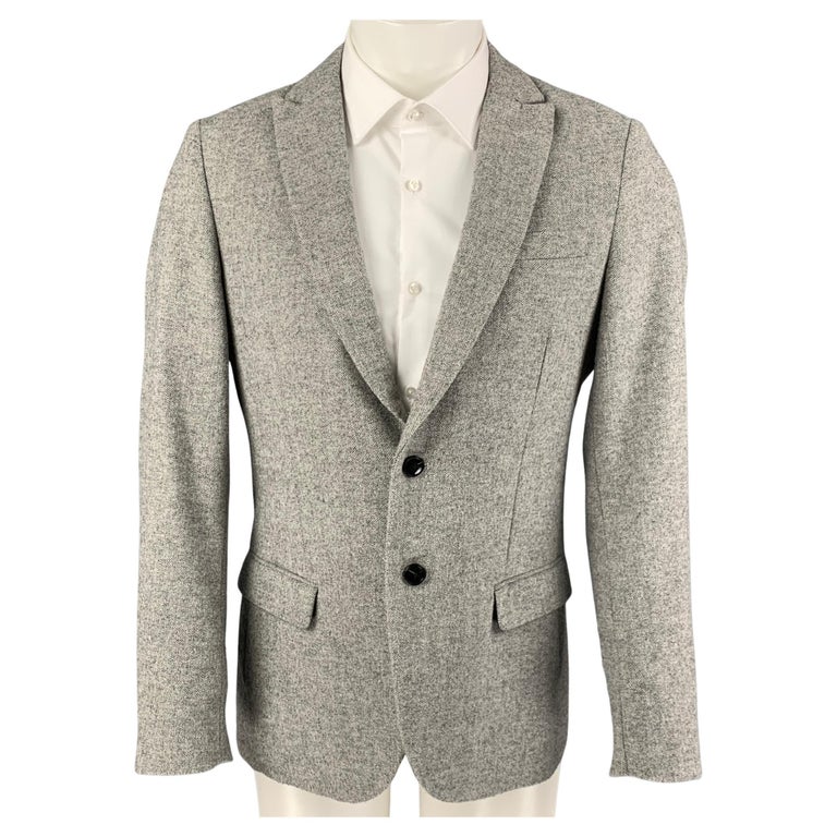 SCOTCH AND SODA Size M Light Gray Herringbone Polyester Wool Sport Coat ...