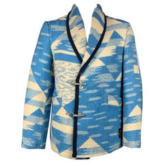 SCOTCH AND SODA Size XL Blue & Cream Navajo Acrylic Blend Shawl Collar Coat
