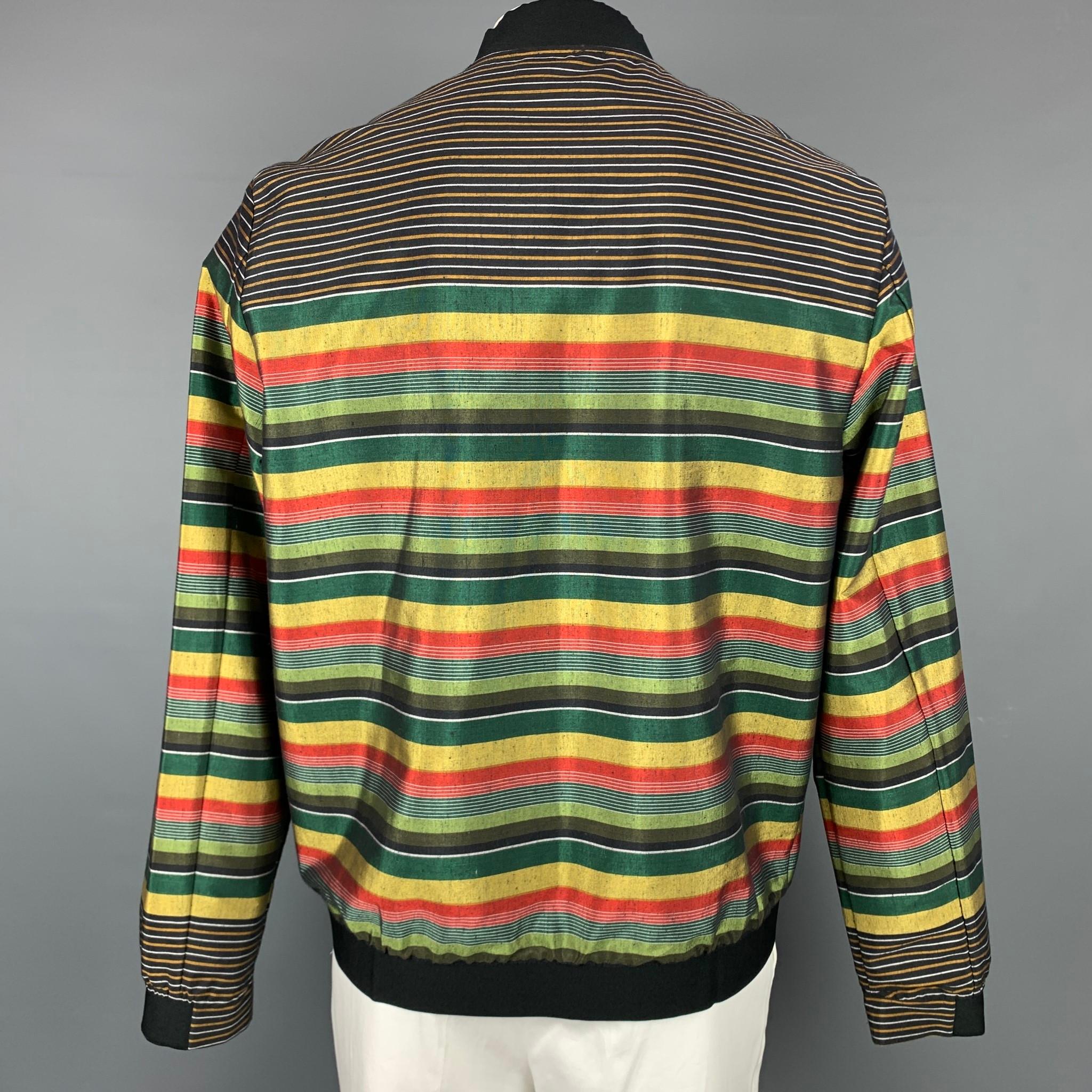 Black SCOTCH AND SODA Size XL Multi-Color Stripe Cotton / Polyester Bomber Jacket