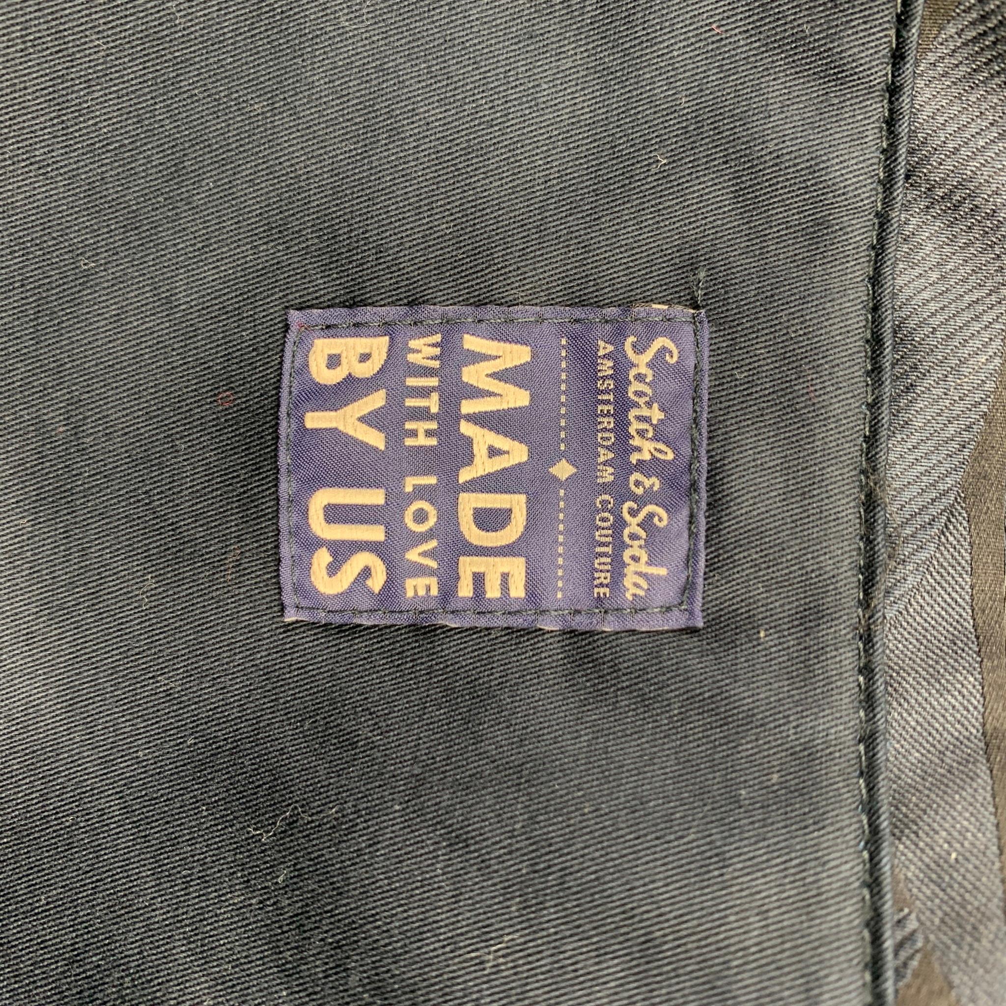 Gray SCOTCH AND SODA Size XXL Navy Jacquard Polyester Zip Up Jacket