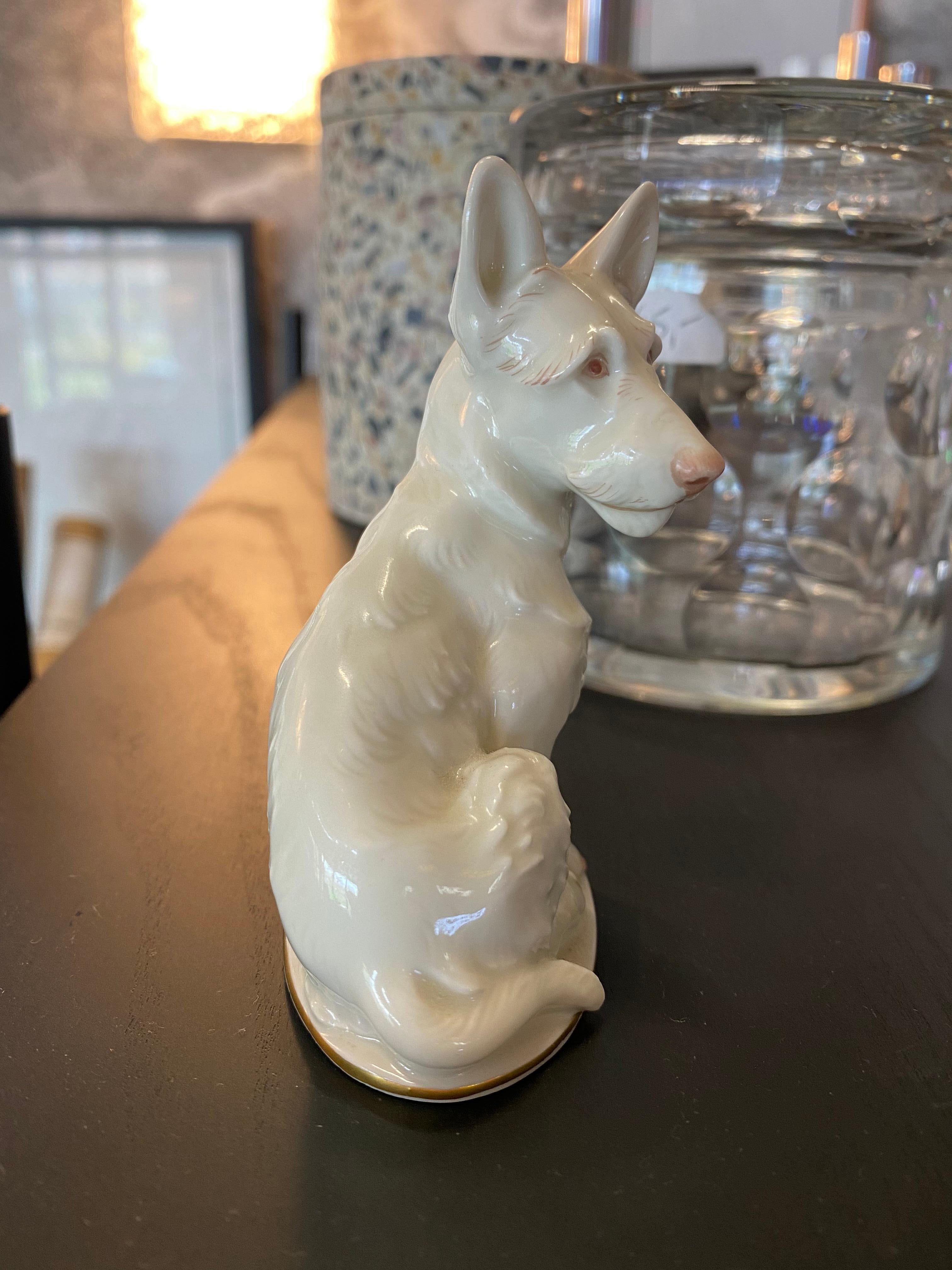 Glazed Scotch Terrier Made of Porcelain by Rosenthal For Sale