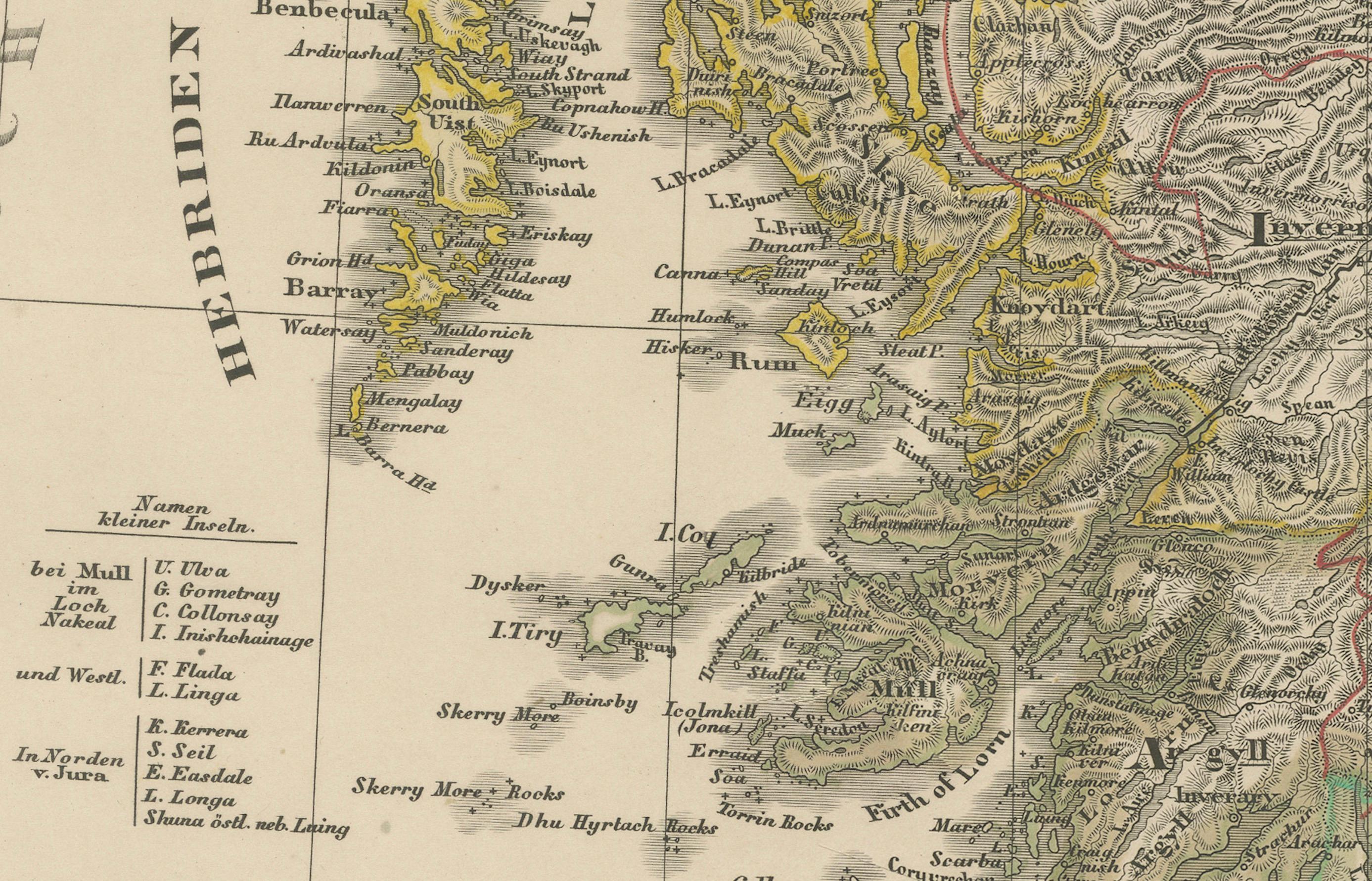 Carte d'Ecosse - Highlands, îles et nord de l'Angleterre 1858

Cette jolie gravure ancienne représente l'Écosse et ses environs. Elle est intitulée 