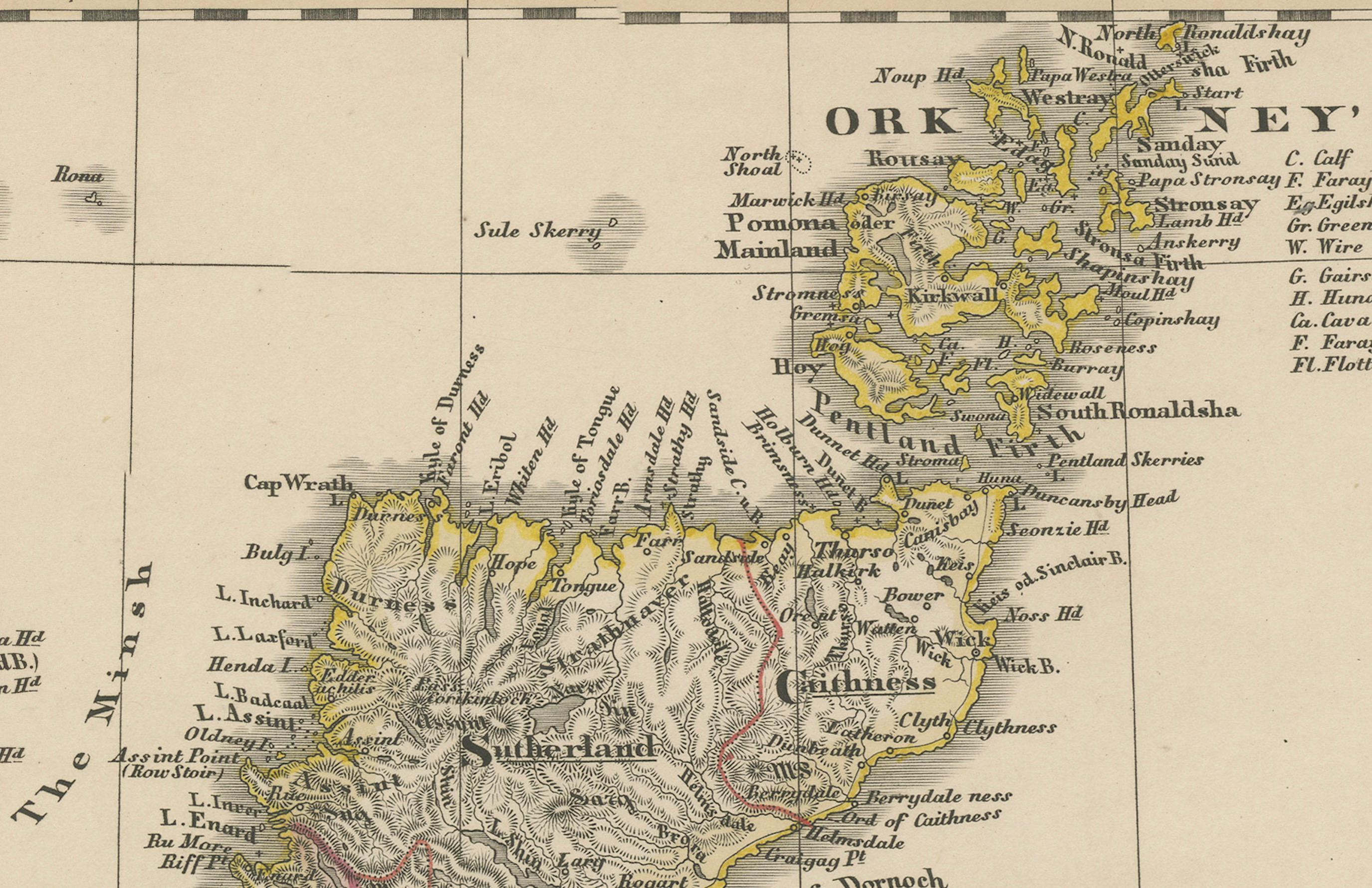 XIXe siècle Carte d'Ecosse - Highlands, îles et nord de l'Angleterre 1858 en vente
