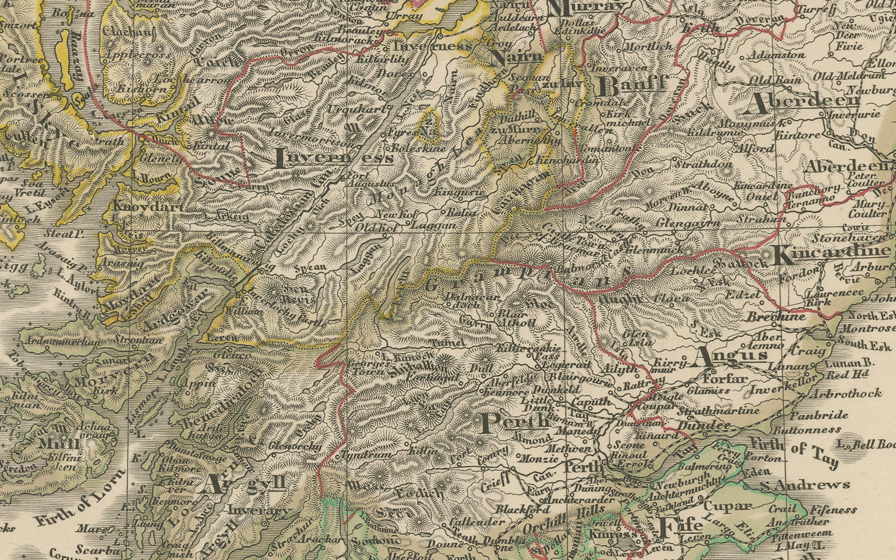 Carte d'Ecosse - Highlands, îles et nord de l'Angleterre 1858 en vente 1