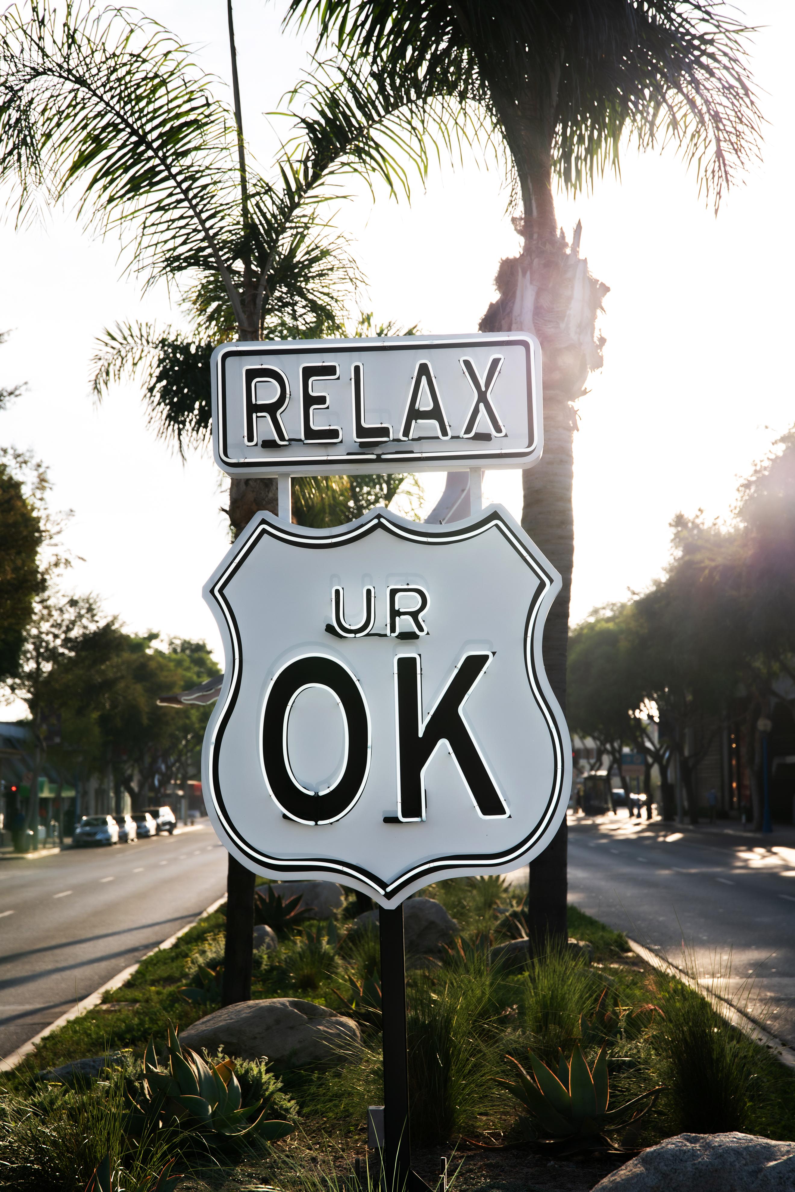 Utilizzando come ispirazione la struttura istituzionalizzata della segnaletica stradale, le opere dell'artista Scott Froschauer, RELAX UR OK e ONE LOVE, sorprendono e deliziano gli spettatori sostituendo il linguaggio tradizionalmente negativo e