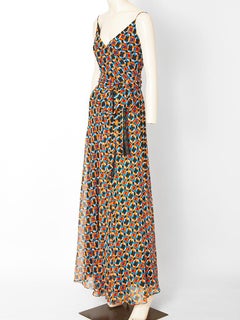 Scott Barrie Chiffon-Maxikleid mit Kettenmuster