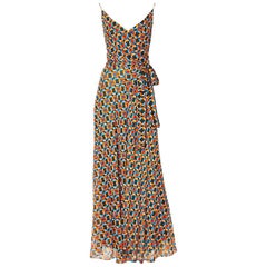 Scott Barrie Chiffon Chain Pattern  Maxi Dress