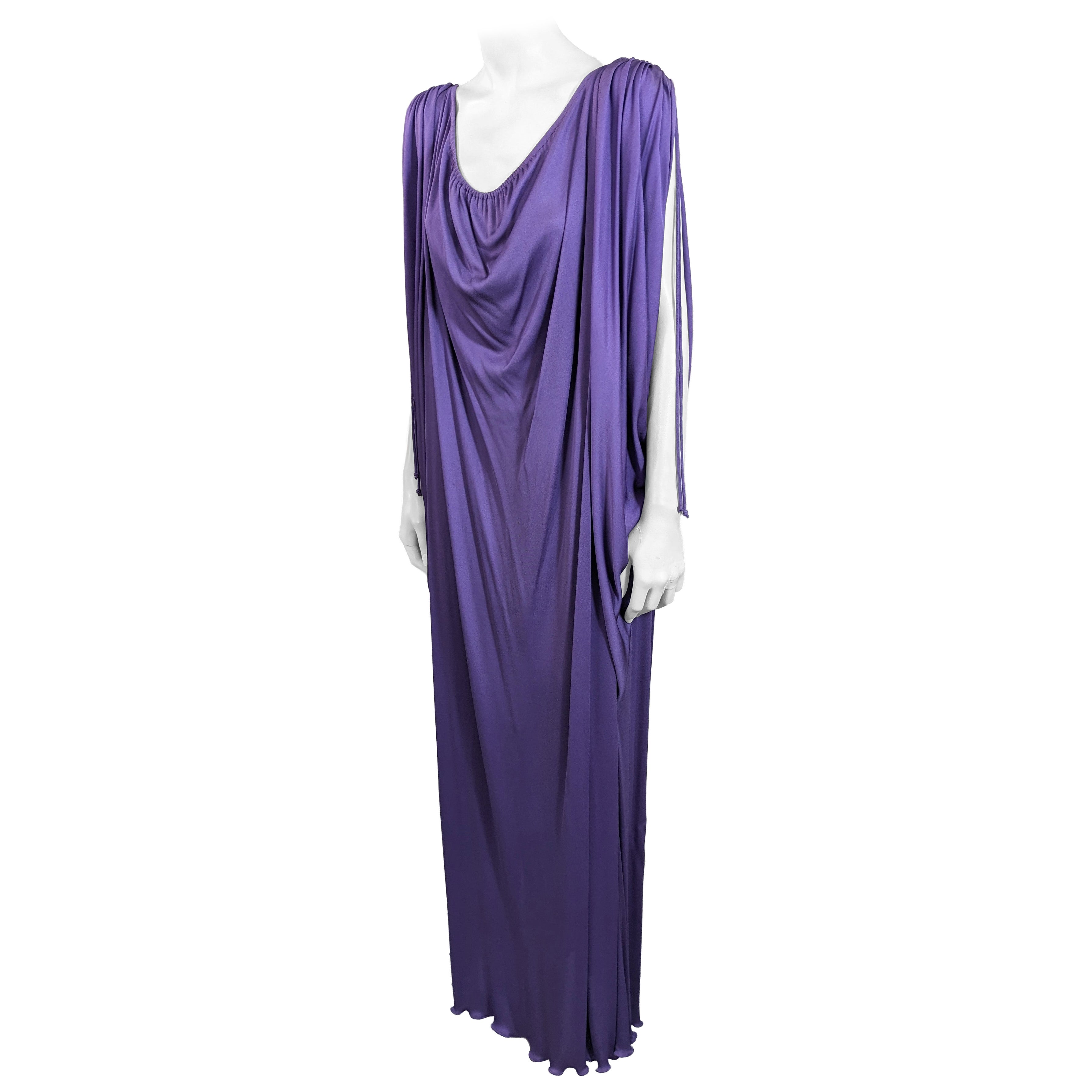 Scott Barrie Draped Violet Matte Jersey Gown For Sale