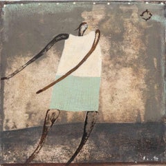 Ensemble de deux scènes abstraites représentant des figures et des paysages. Acrylique sur toile, 2023