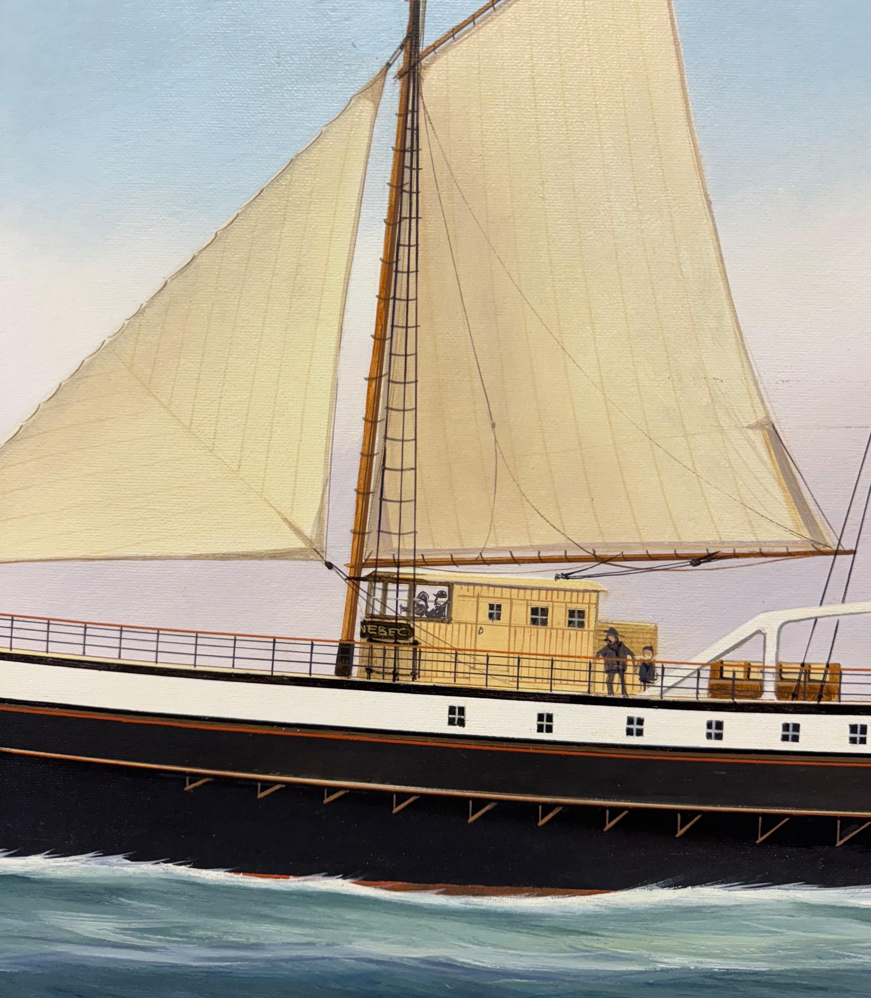 “Kennebec” Ship Portrait Sidewheeler Steamboat Paddle Steamer Oil on Canvas - American Realist Painting by Scott Cameron