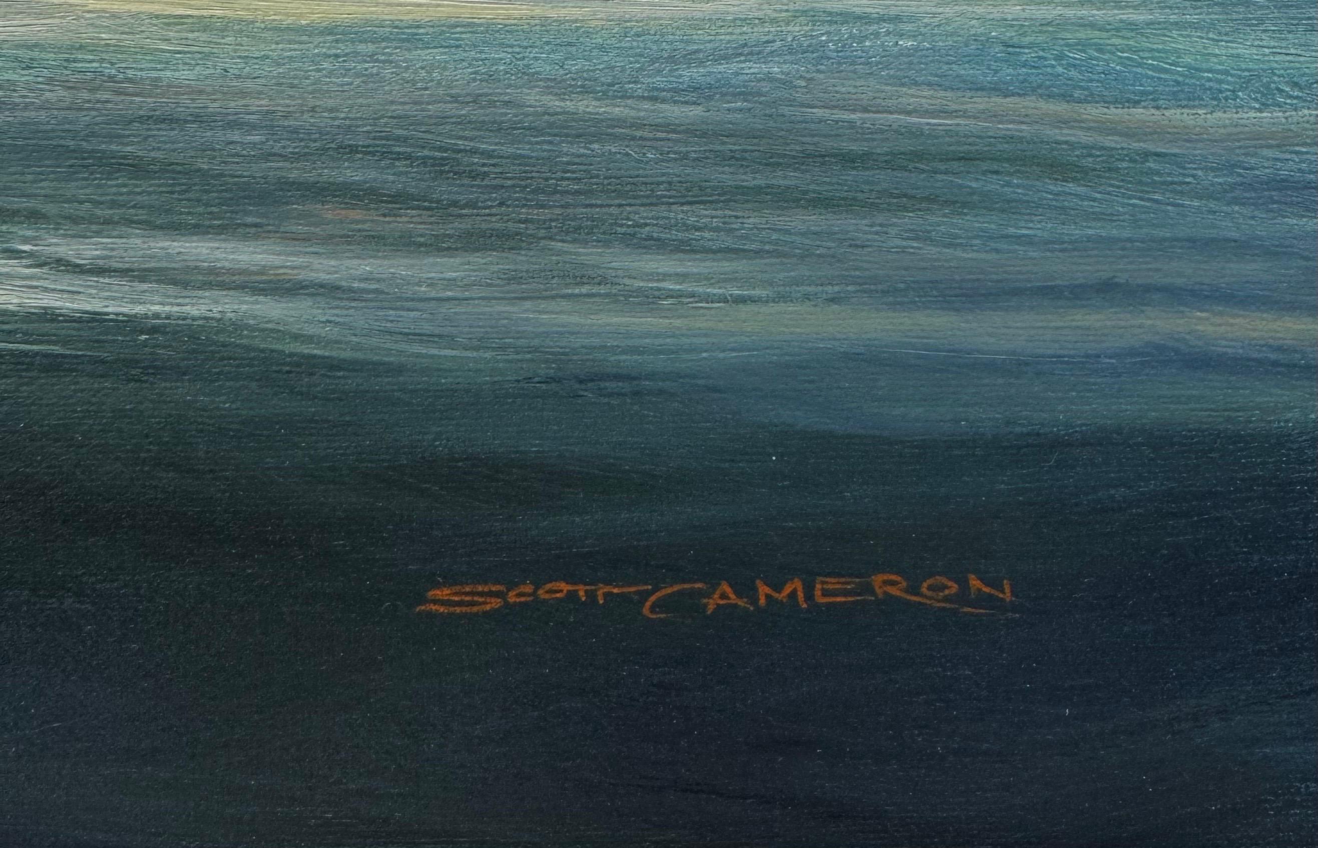 A striking and historically attentive portrait of the sidewheel steamer Kennebec, built in 1842. Rendered in crisp profile against a soft, painterly sky and calm Atlantic swells, Cameron’s portrait captures the stately elegance of early American