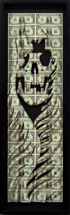 Schmale, ungeschliffene US-Dollar-Schablonen-Skulptur 