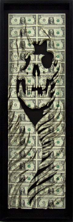 Schmale, ungeschliffene US-Dollar-Schablonen-Skulptur