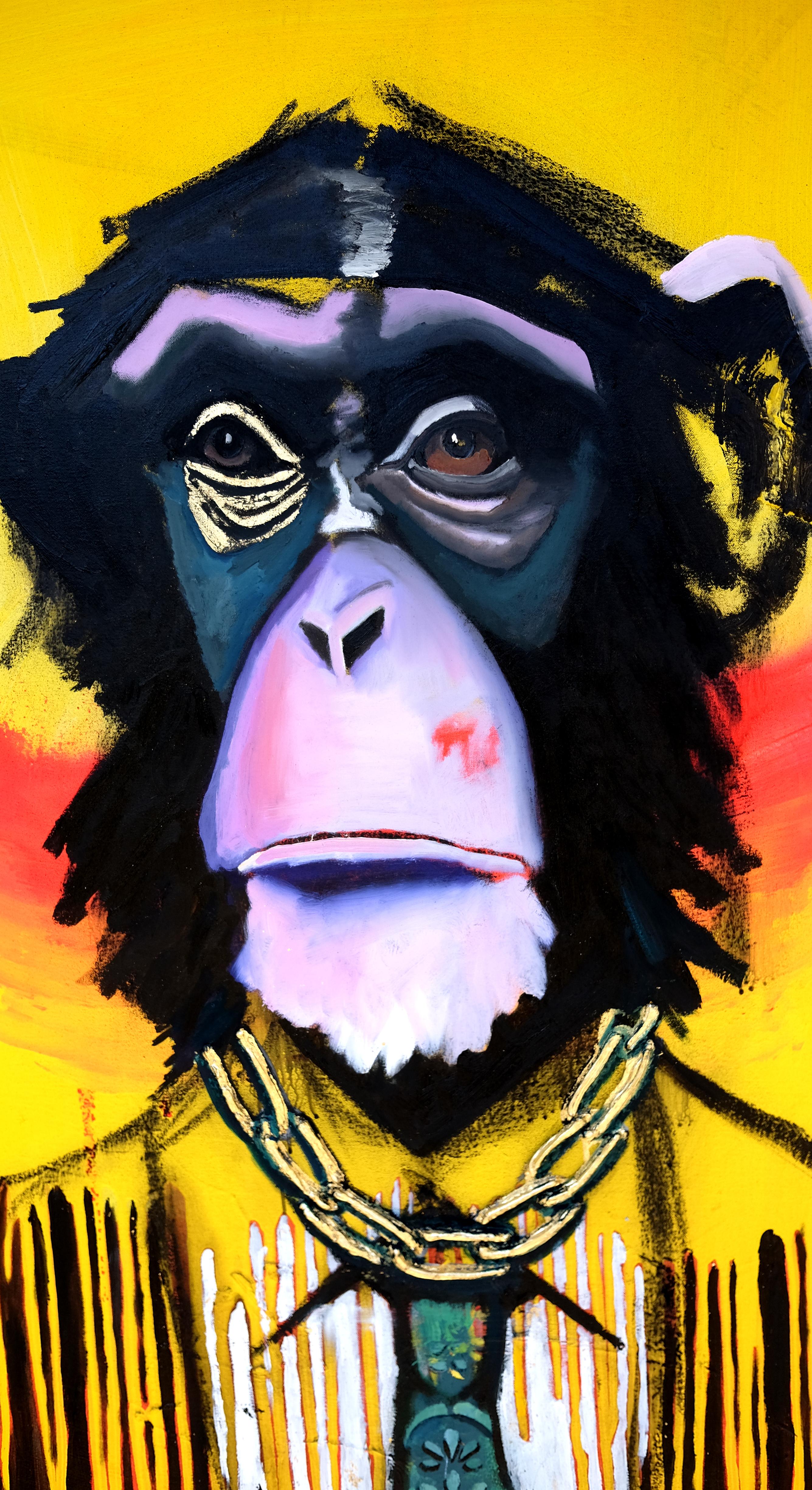 Un chimpancé jefe, pintura original 1