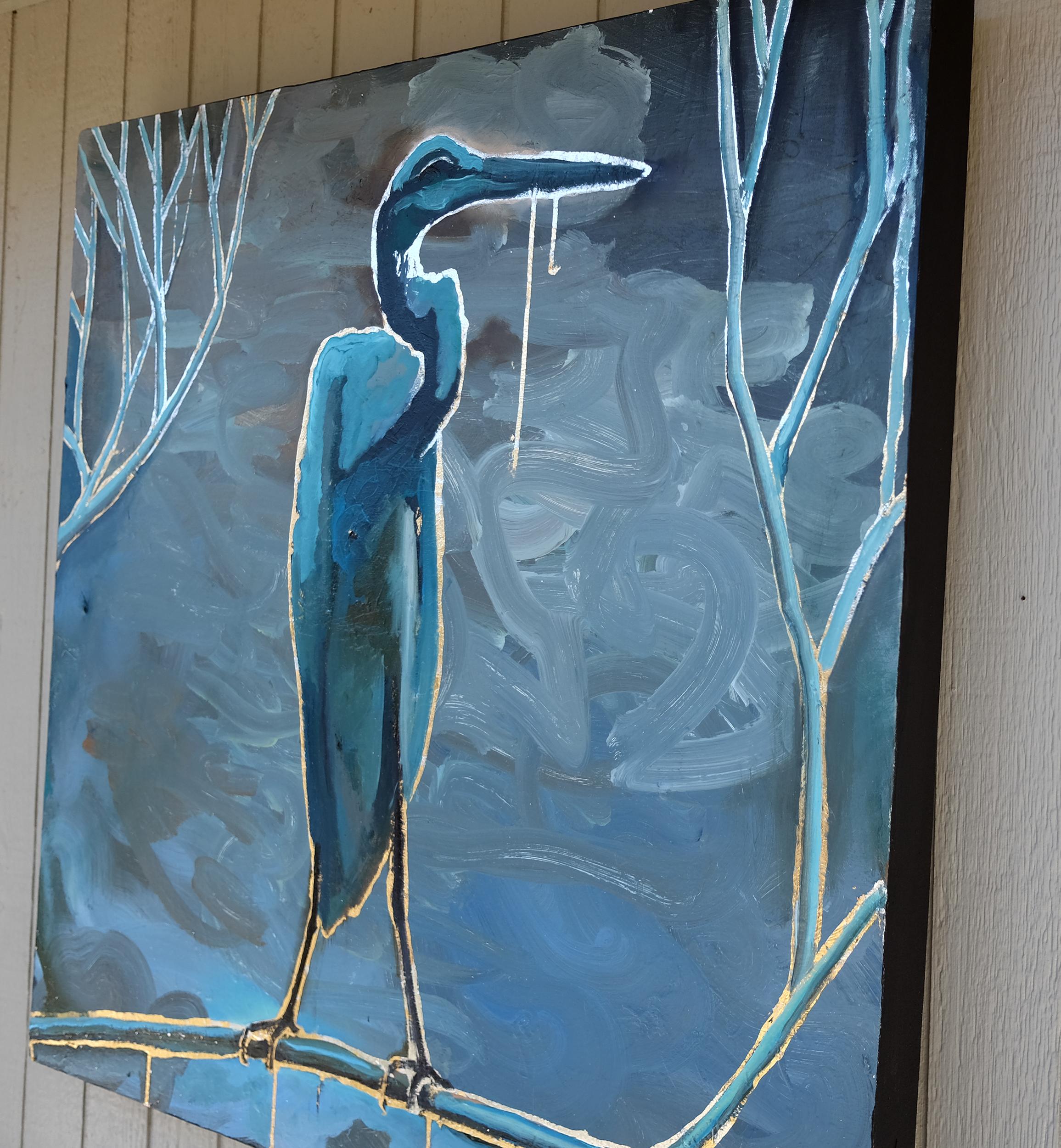 simple blue heron drawing