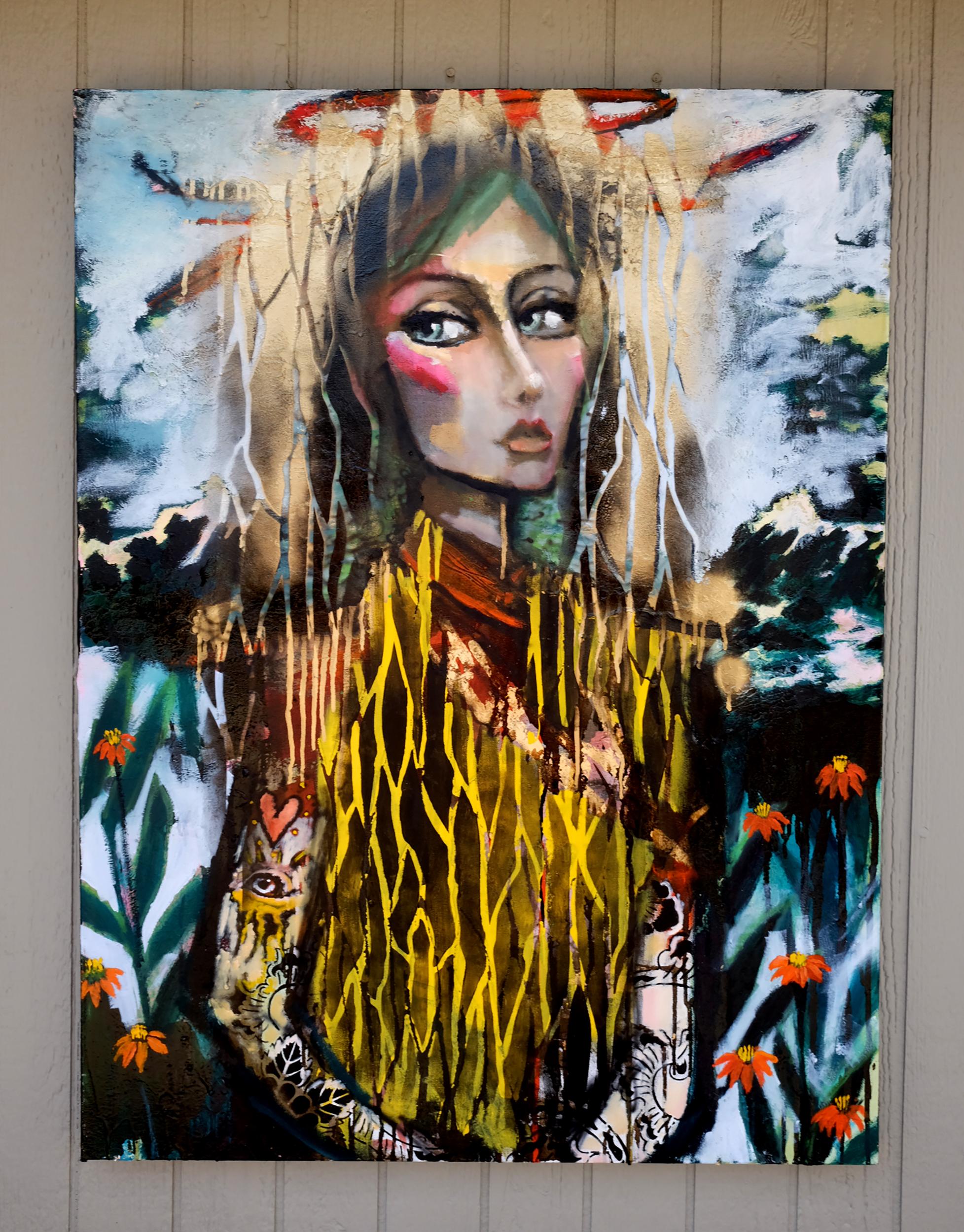 <p>Commentaires de l'artiste<br />Radieux et sûr de lui, ce portrait saisissant fait partie de la série de Scott Dykema qui célèbre les femmes puissantes. Son regard est direct et plein d'âme, capturant un sens profond de la connaissance. De riches