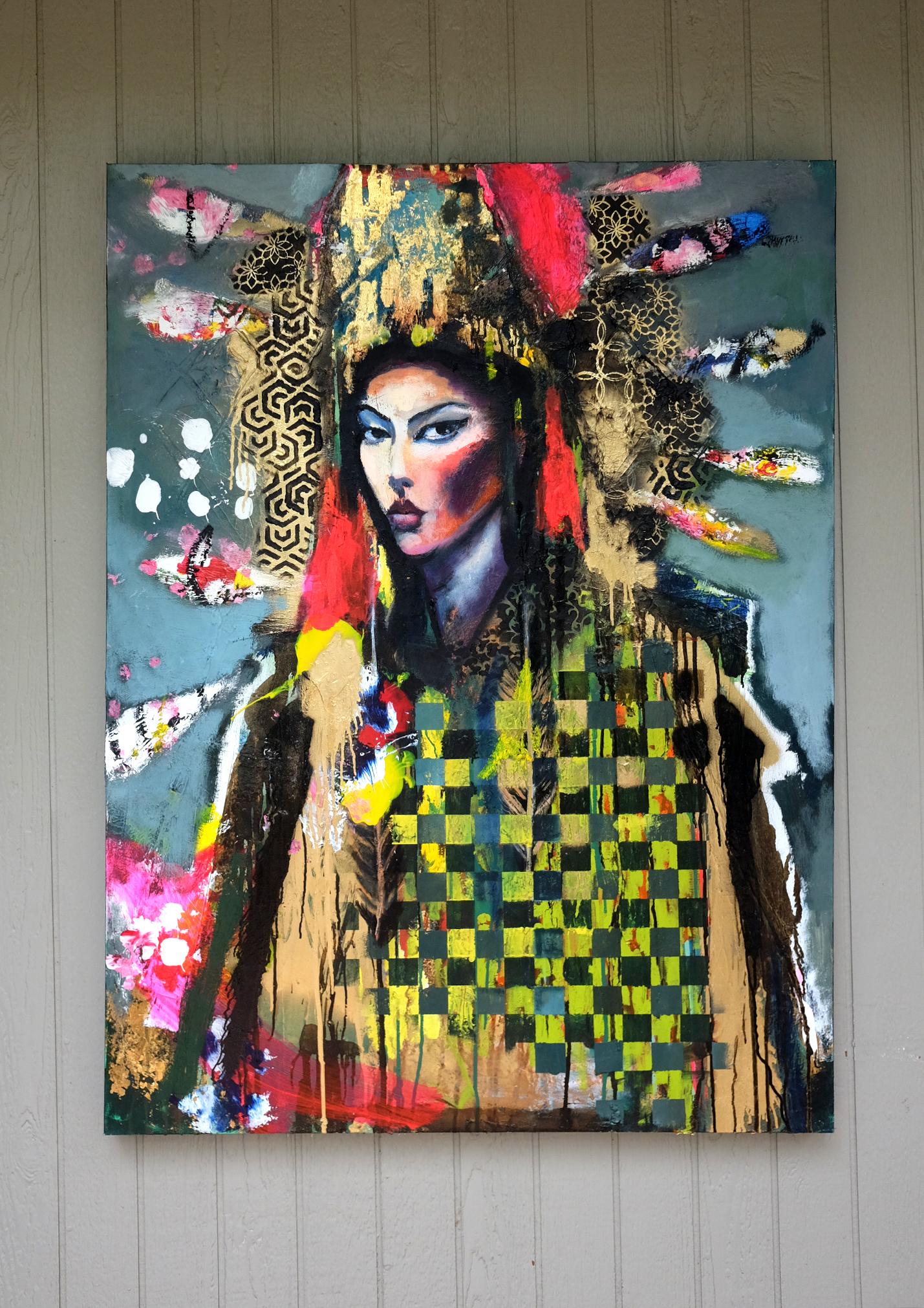 Kopfschmuck und Halo, Originalgemälde (Zeitgenössisch), Mixed Media Art, von Scott Dykema