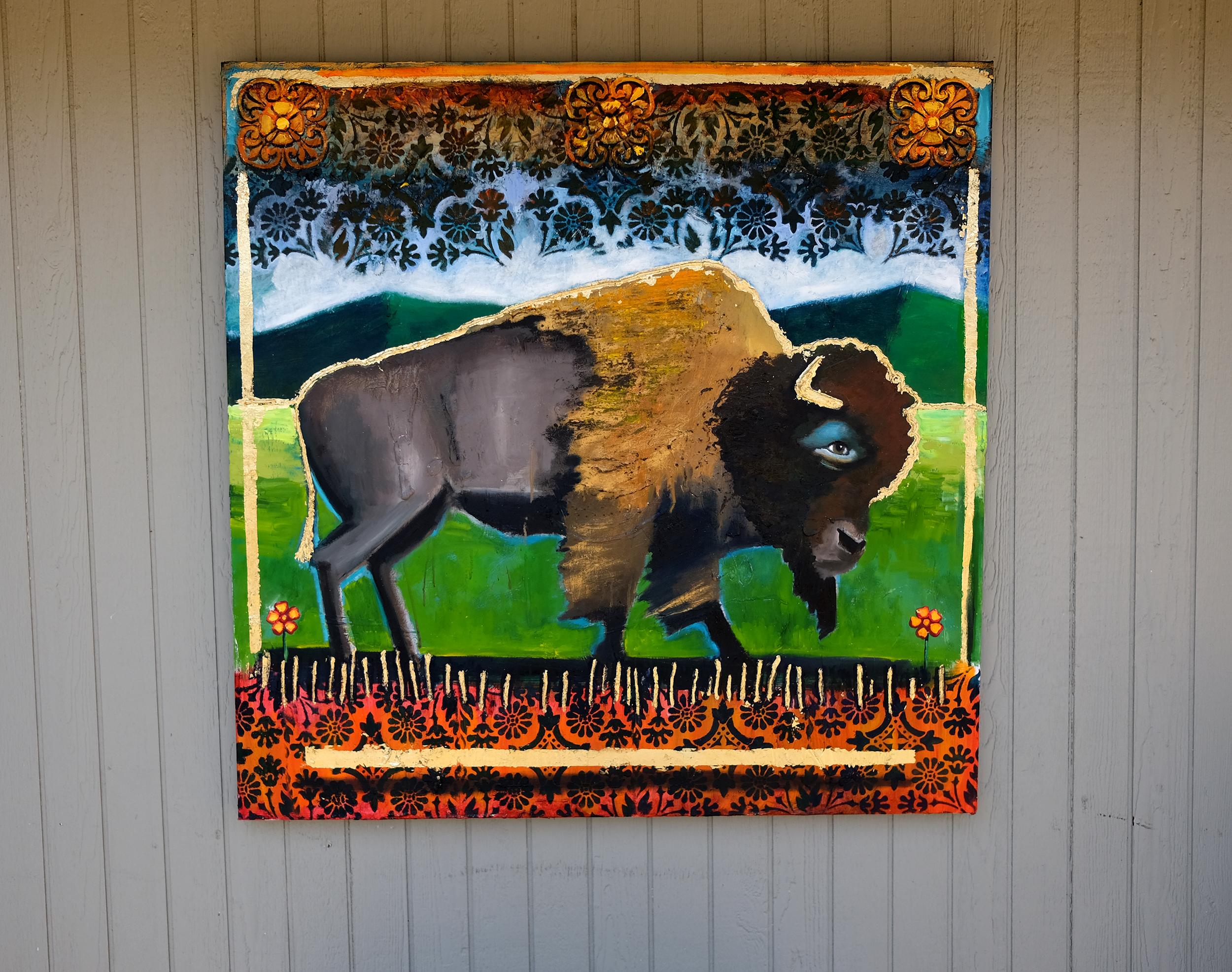 <p>Artist Comments<br>Part of the artist Scott Dykema's series of works with the American Bison as the subject matter. He depicts the hefty animal standing firm in a verdant landscape. 