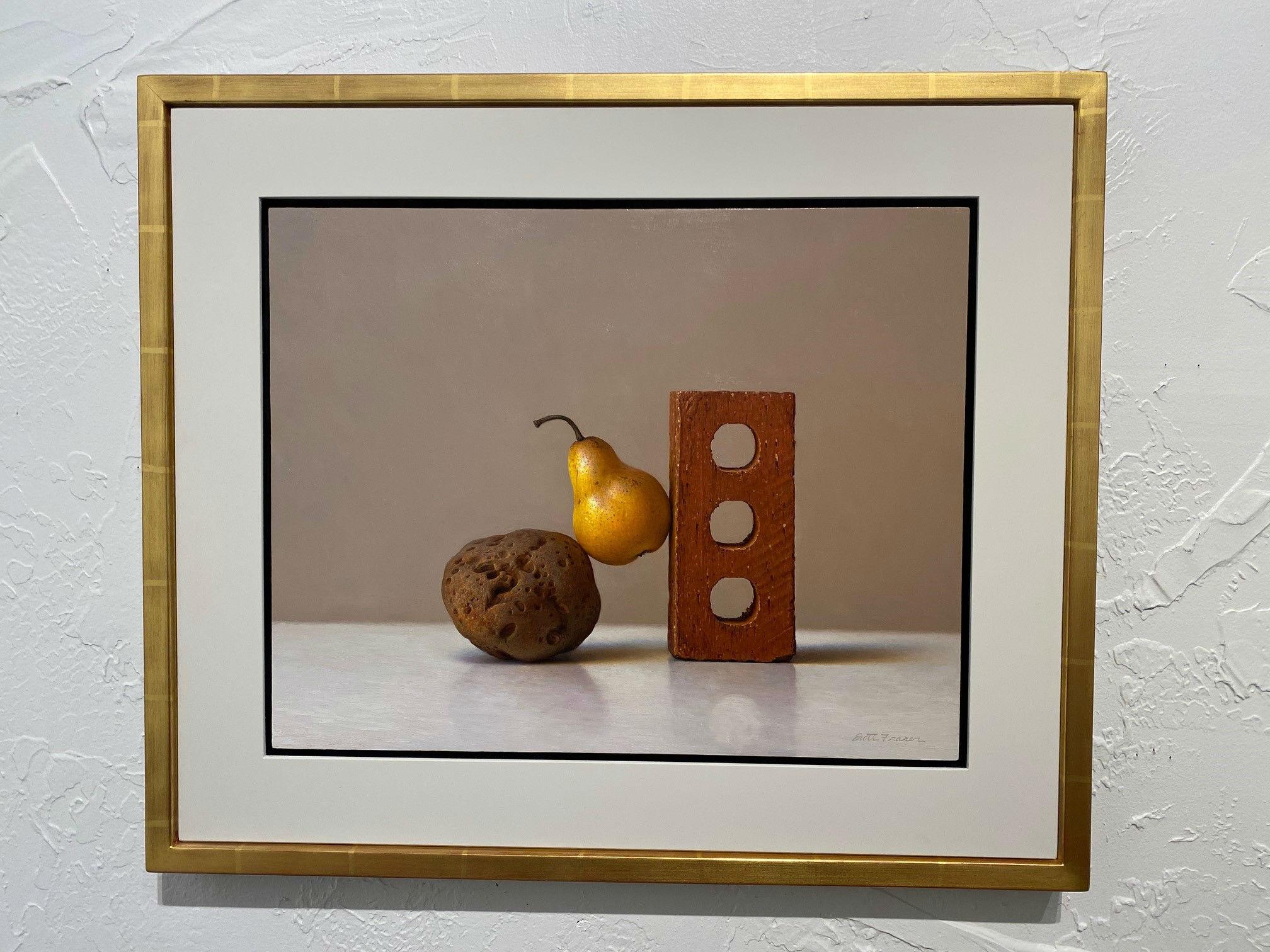 Rock and a Hard Place, Oil Painting - Brown Still-Life Painting by Scott Fraser