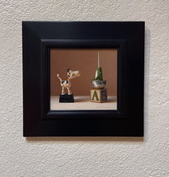 "Surf and Turf" - Still-Life fotorealista di giocattoli, pittura a olio