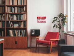 Attention: Nevermind IX - Playful Steel Street Sign Inspired Mixed Media Artwork