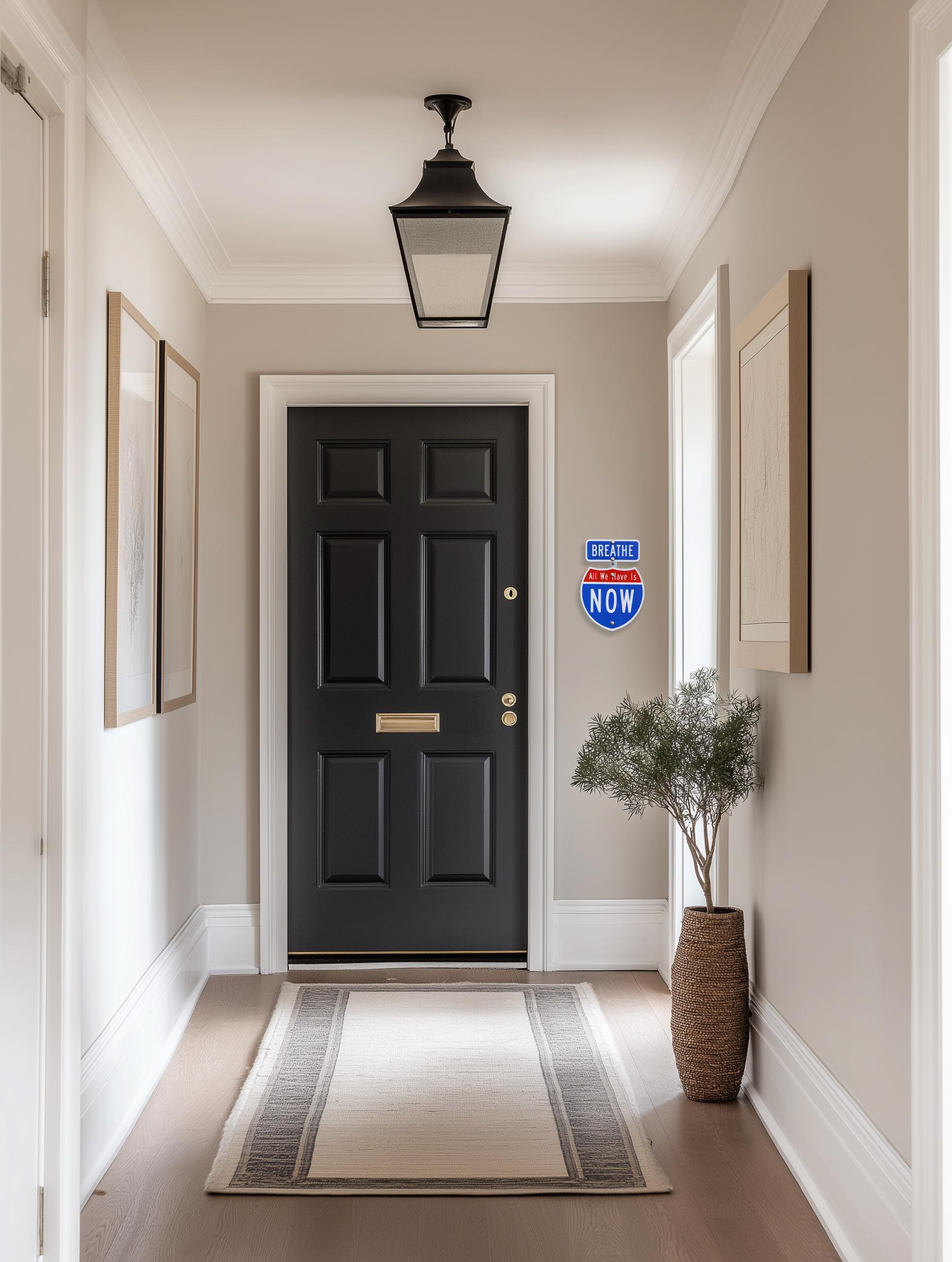 Floating Innerstate Now VII - Sculpture originale inspirée des panneaux de signalisation en acier - Pop Art Mixed Media Art par Scott Froschauer