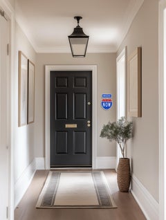 Floating Innerstate Now VII - Escultura original de acero inspirada en una señal de tráfico