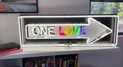 "One Love Pulsating" Small Neon Contemporary Street Sign Sculpture