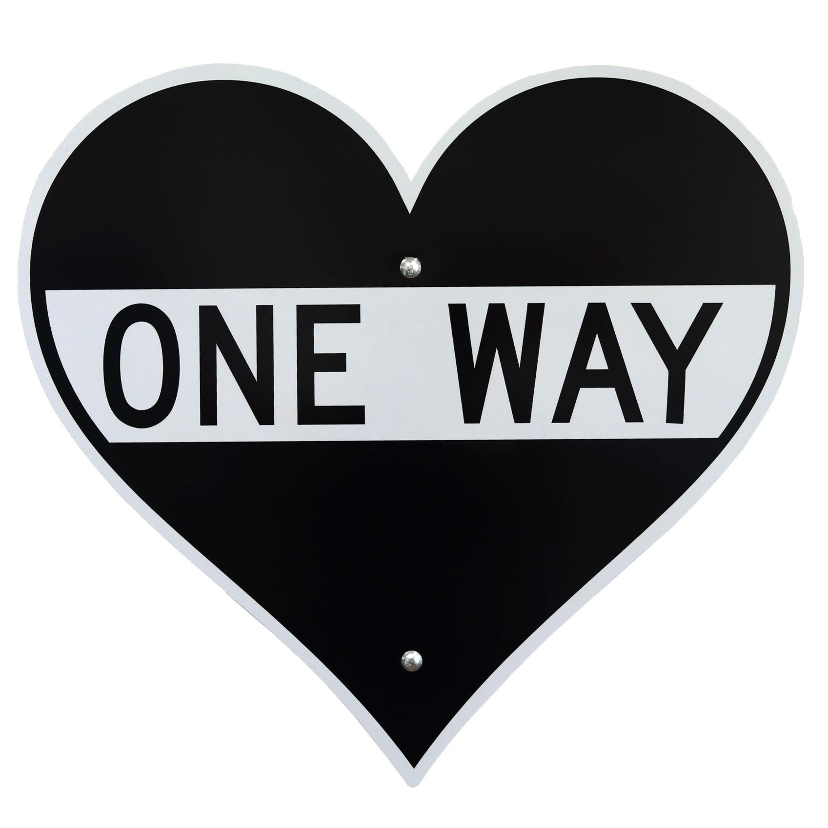One Way Heart IX - Original Heart Shaped Steel Street Sign Inspired Artwork - Mixed Media Art by Scott Froschauer