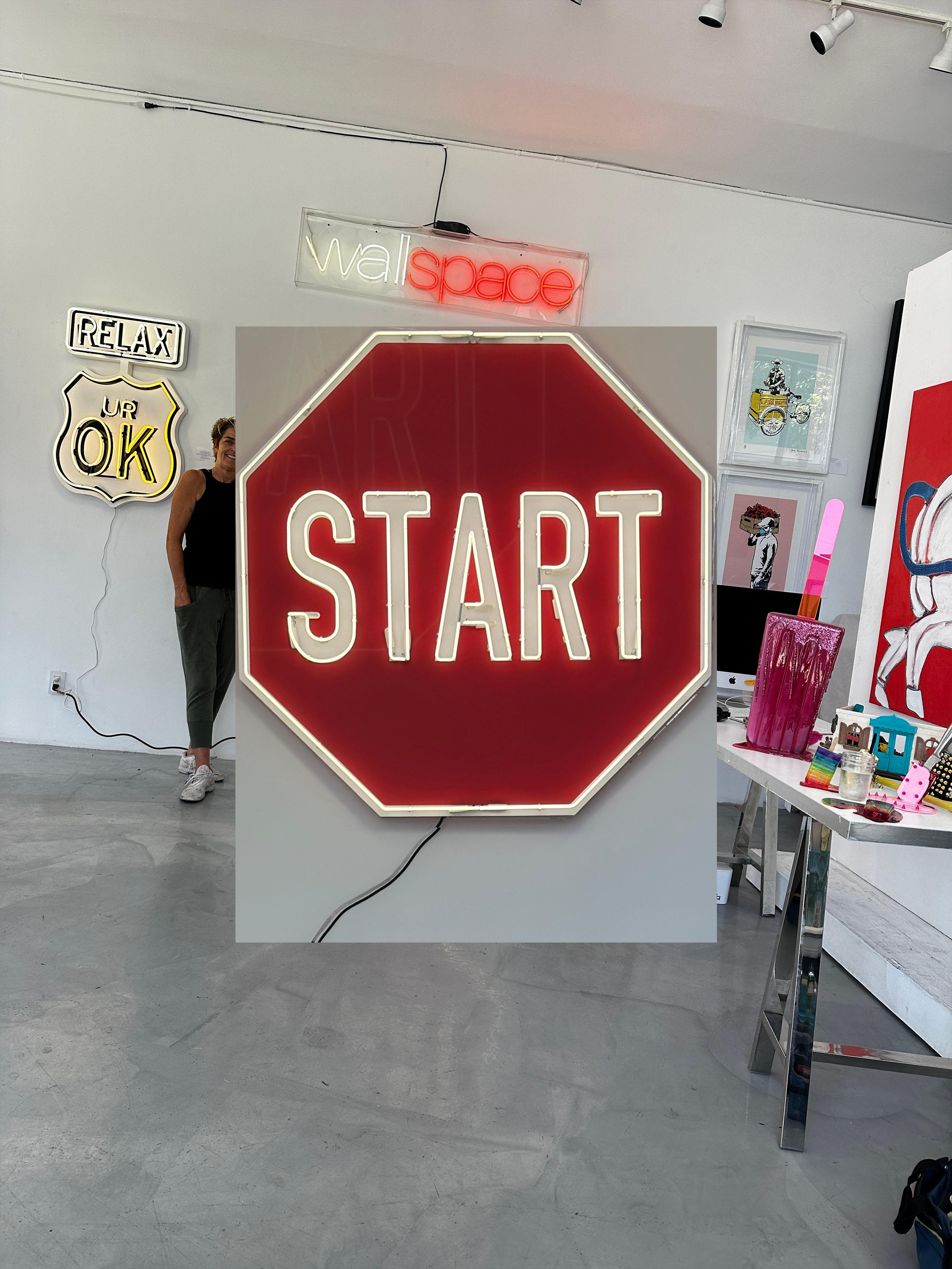 Using the institutionalized structure of road signage as inspiration, artist Scott Froschauer’s, START surprise and delight viewers by replacing the traditionally negative and coercive language with positivity and inspiration. As a reaction to our