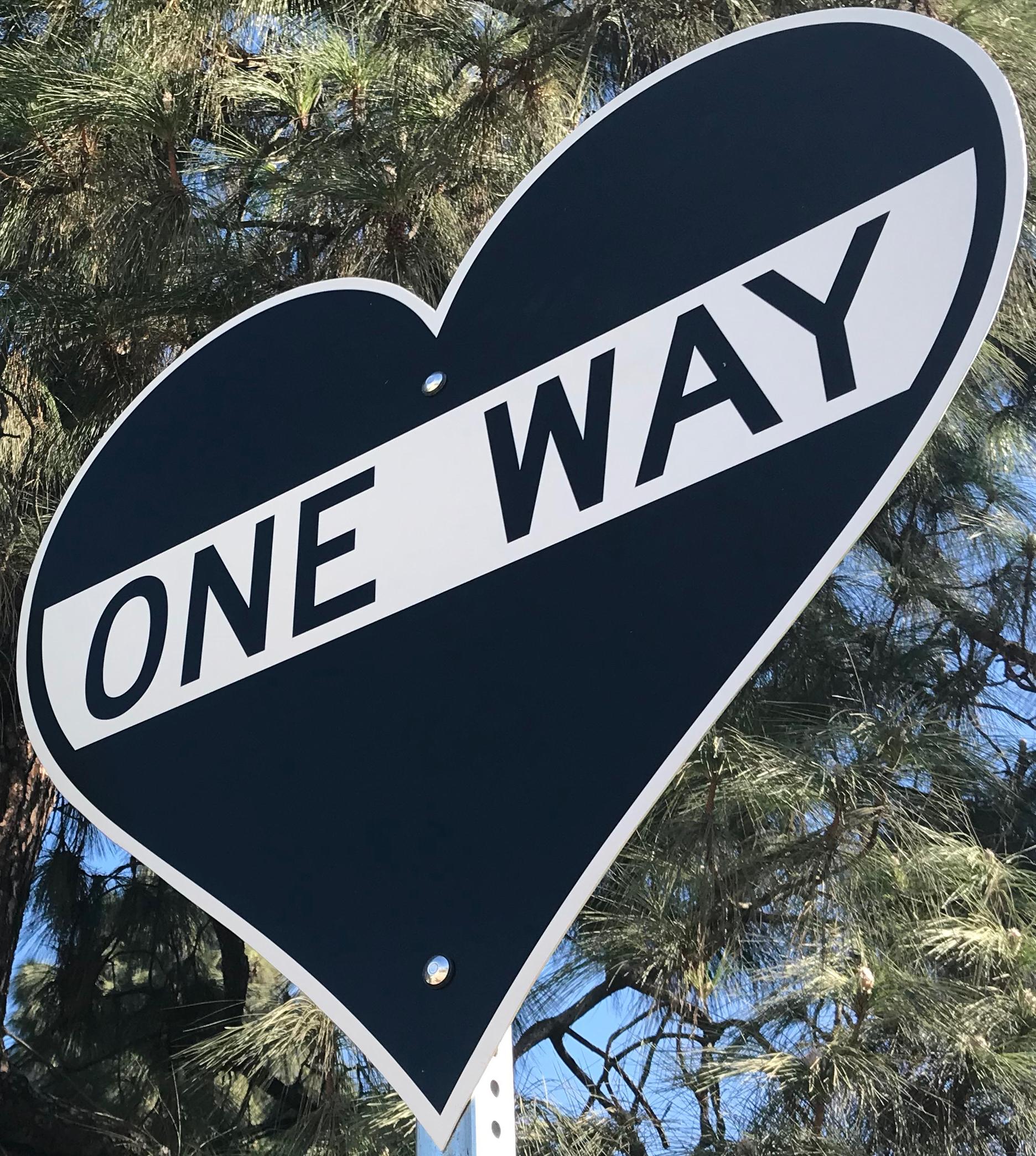 « One Way - Heart » (un chemin - un cœur)  - Sculpture d'enseigne de rue contemporaine - Mixed Media Art de Scott Froschauer
