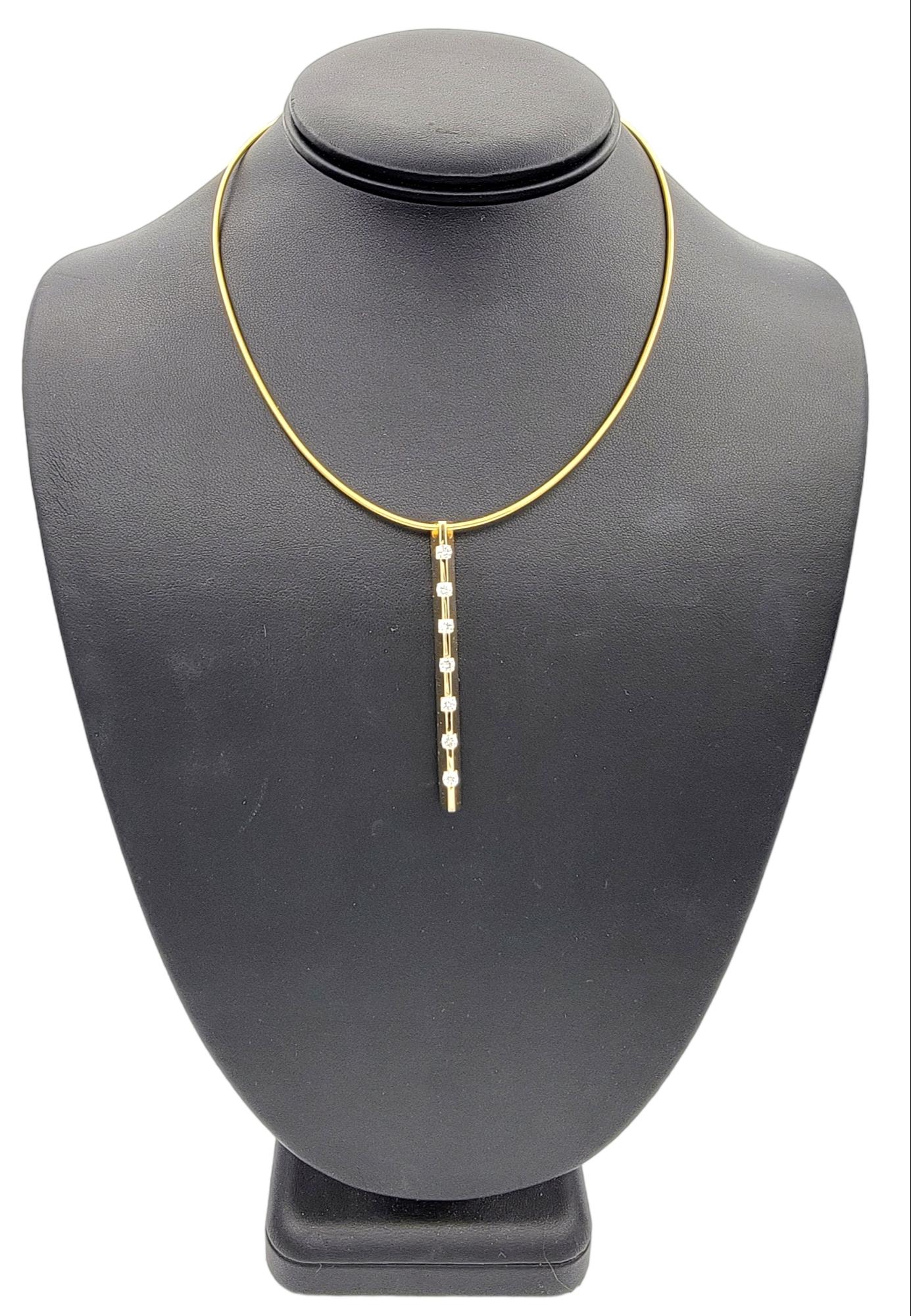 Scott Gauthier 14 Karat Yellow Gold Vertical Bar Pendant Necklace with Diamonds  4
