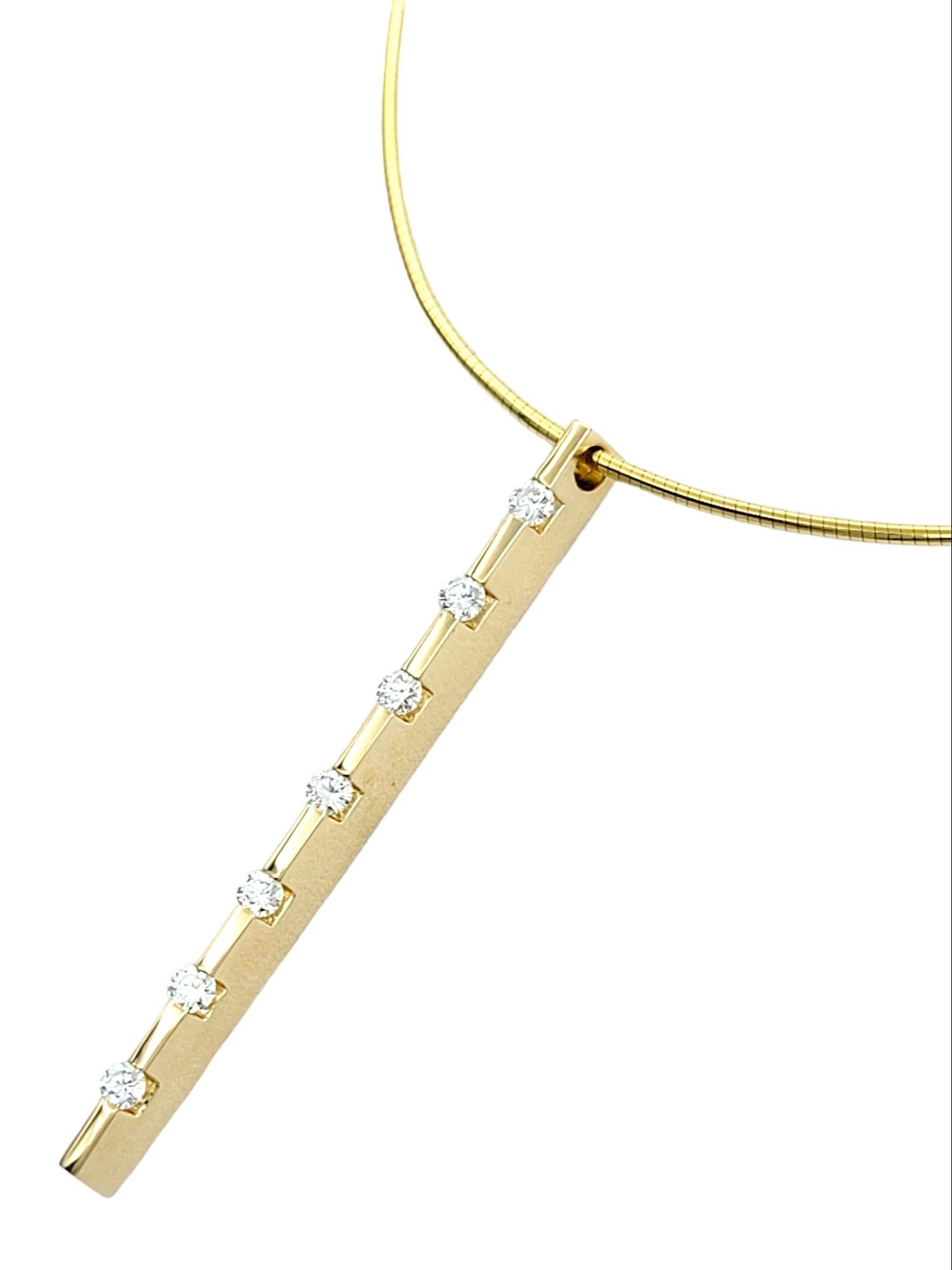 Contemporary Scott Gauthier 14 Karat Yellow Gold Vertical Bar Pendant Necklace with Diamonds 