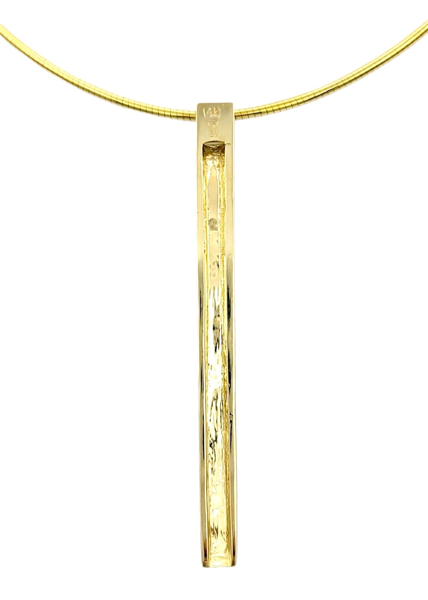 Women's Scott Gauthier 14 Karat Yellow Gold Vertical Bar Pendant Necklace with Diamonds 