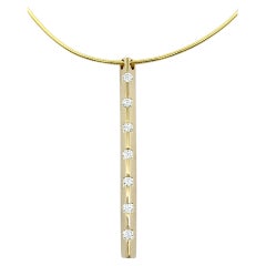 Scott Gauthier 14 Karat Yellow Gold Vertical Bar Pendant Necklace with Diamonds 