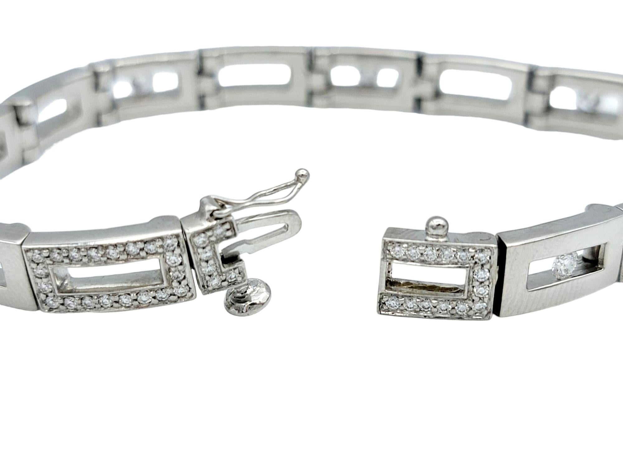 Round Cut Scott Gauthier Alternating Pave and Floating Diamond Rectangular Link Bracelet For Sale