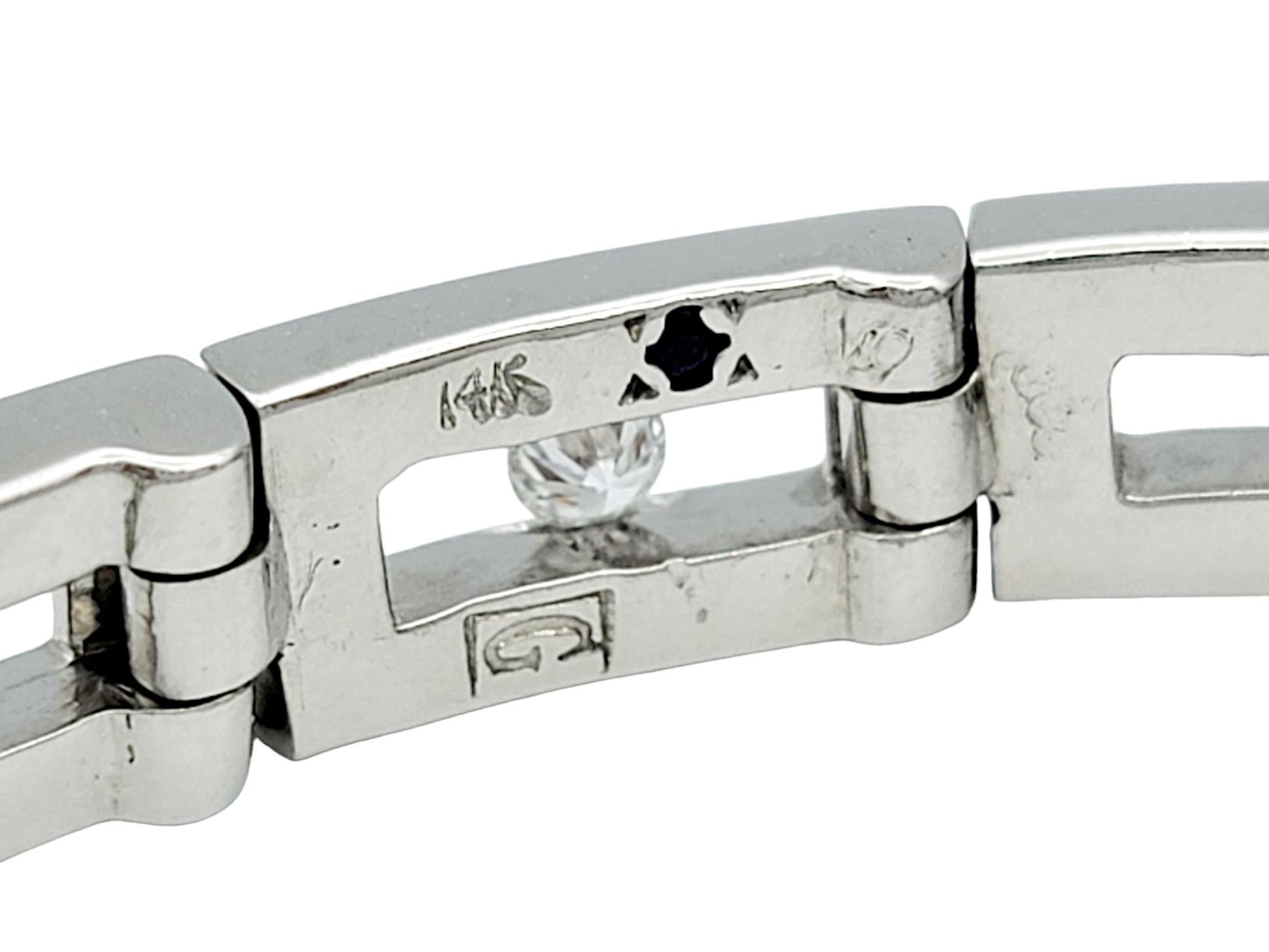 Women's Scott Gauthier Alternating Pave and Floating Diamond Rectangular Link Bracelet For Sale