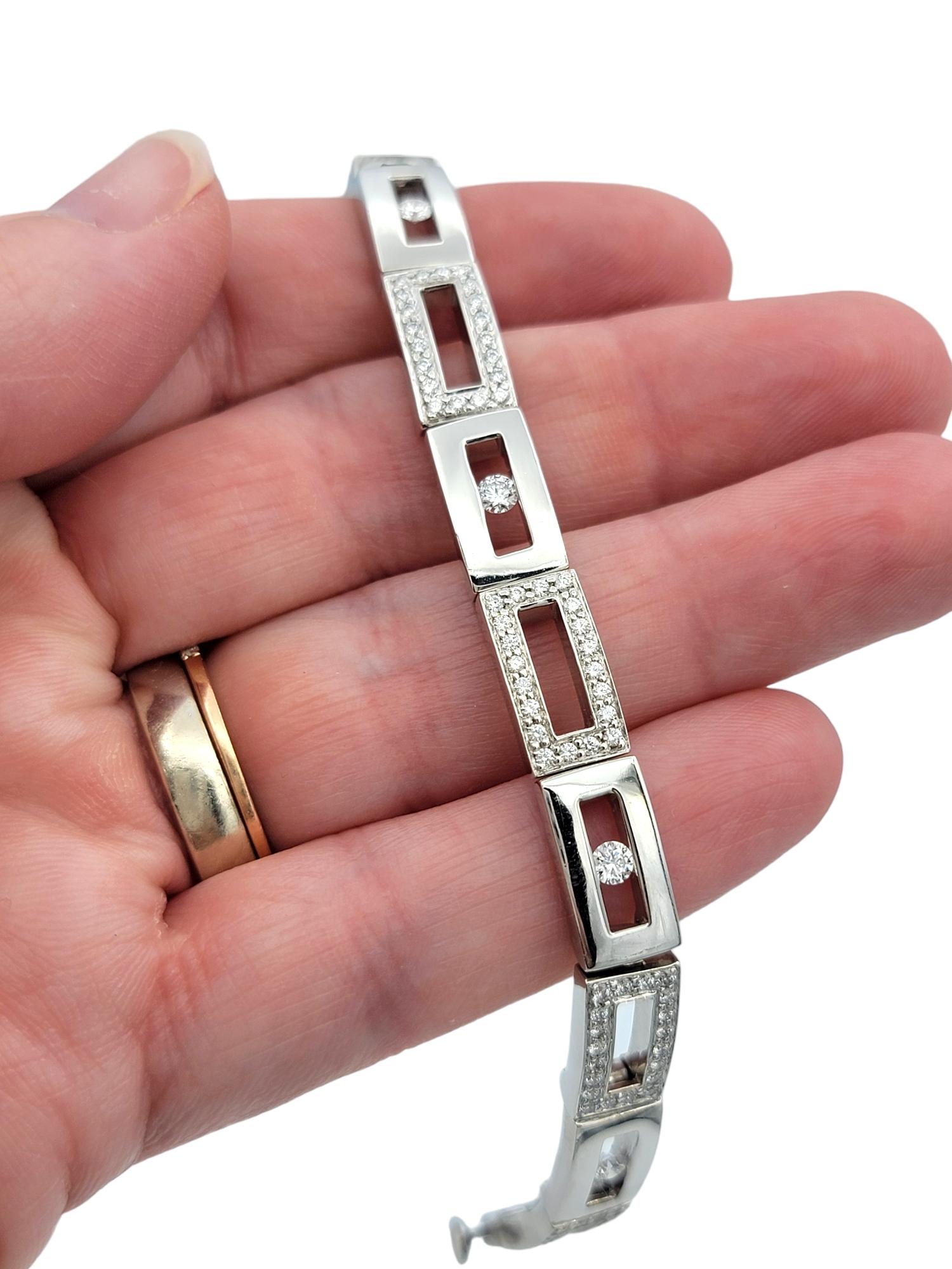 Scott Gauthier Alternating Pave and Floating Diamond Rectangular Link Bracelet For Sale 1