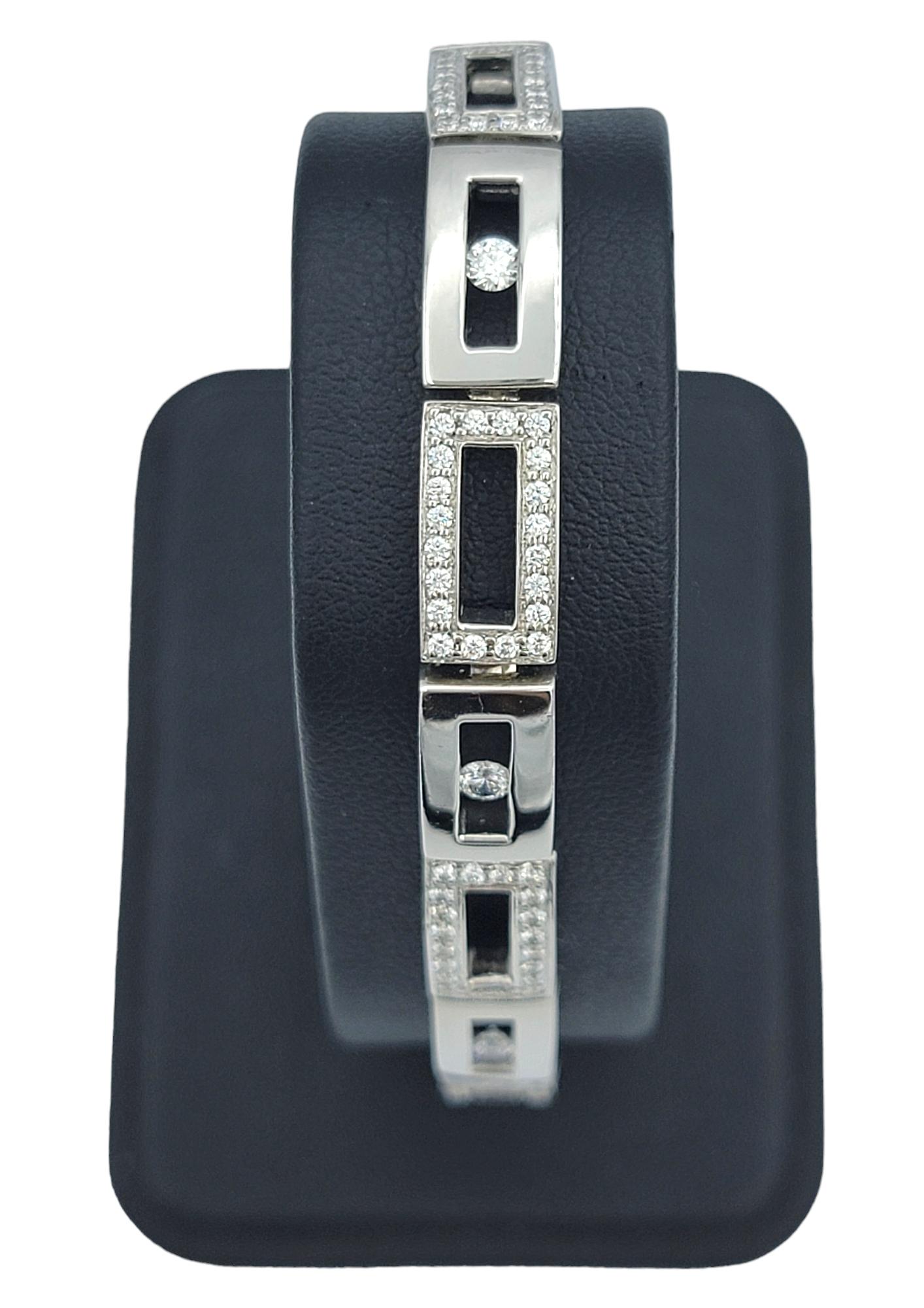Scott Gauthier Alternating Pave and Floating Diamond Rectangular Link Bracelet For Sale 3