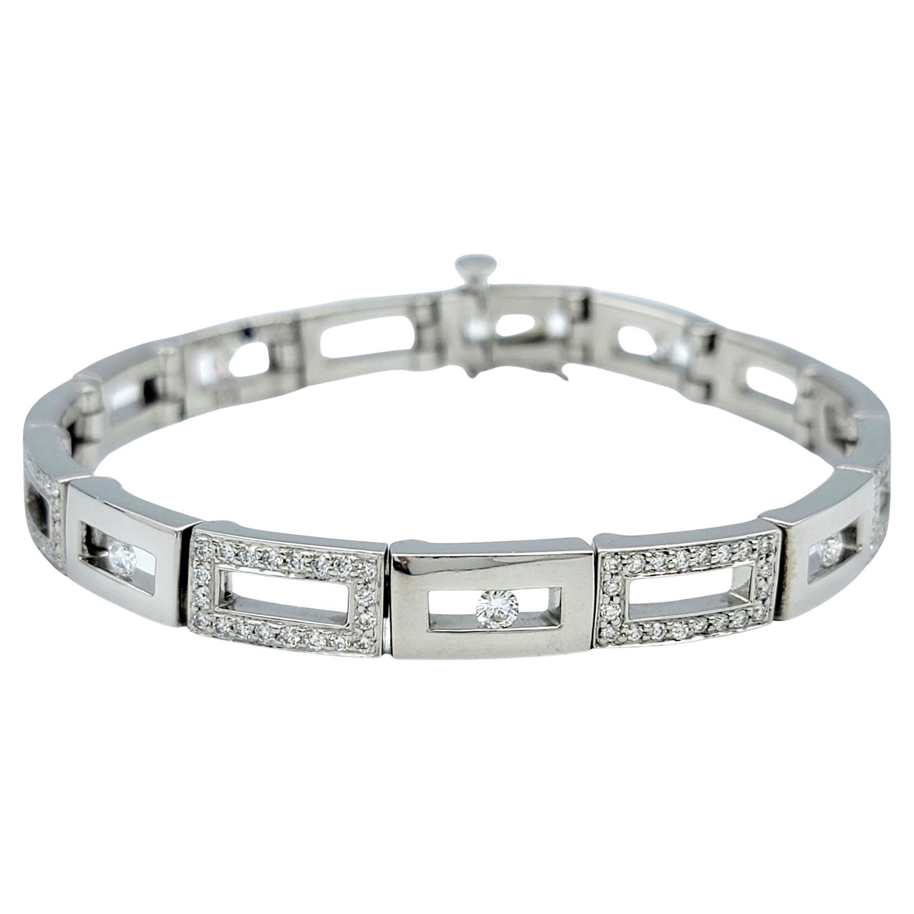 Scott Gauthier Alternating Pave and Floating Diamond Rectangular Link Bracelet