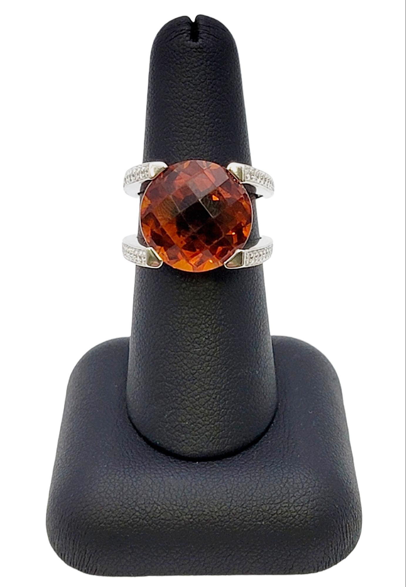 Scott Gauthier Contemporary Citrine and Pave Diamond Squared Split Shank Ring For Sale 6
