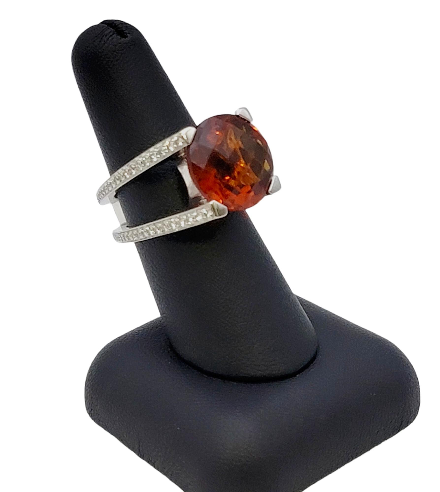 Scott Gauthier Contemporary Citrine and Pave Diamond Squared Split Shank Ring For Sale 8