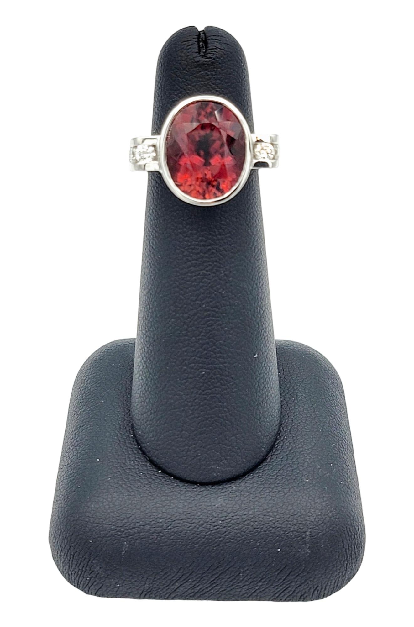 Scott Gauthier Oval Rubellite Tourmaline & Channel Set Diamond Euro Shank Ring  For Sale 4