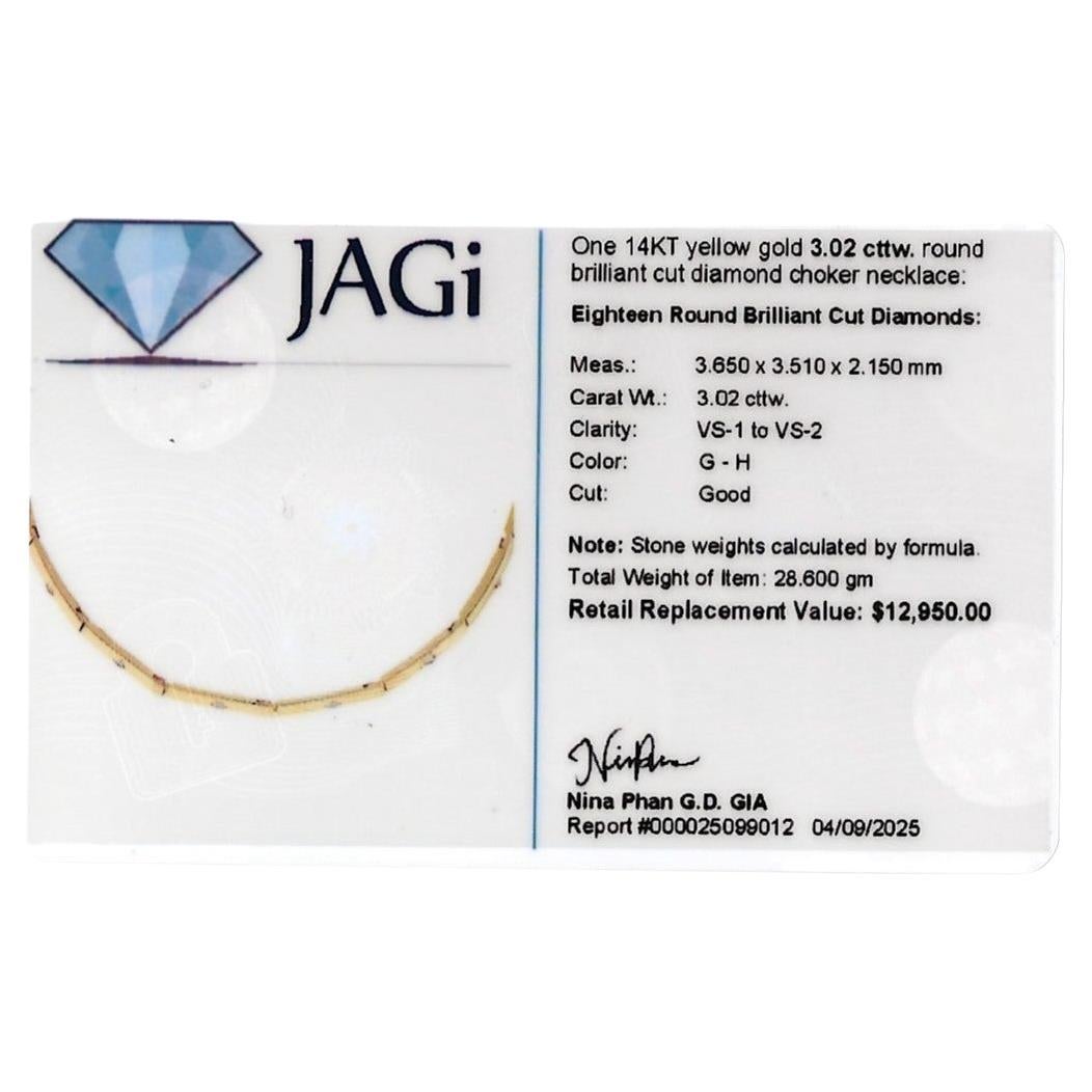 Scott Gauthier Round Diamond Choker Necklace in Polished 14 Karat Yellow Gold in vendita 4