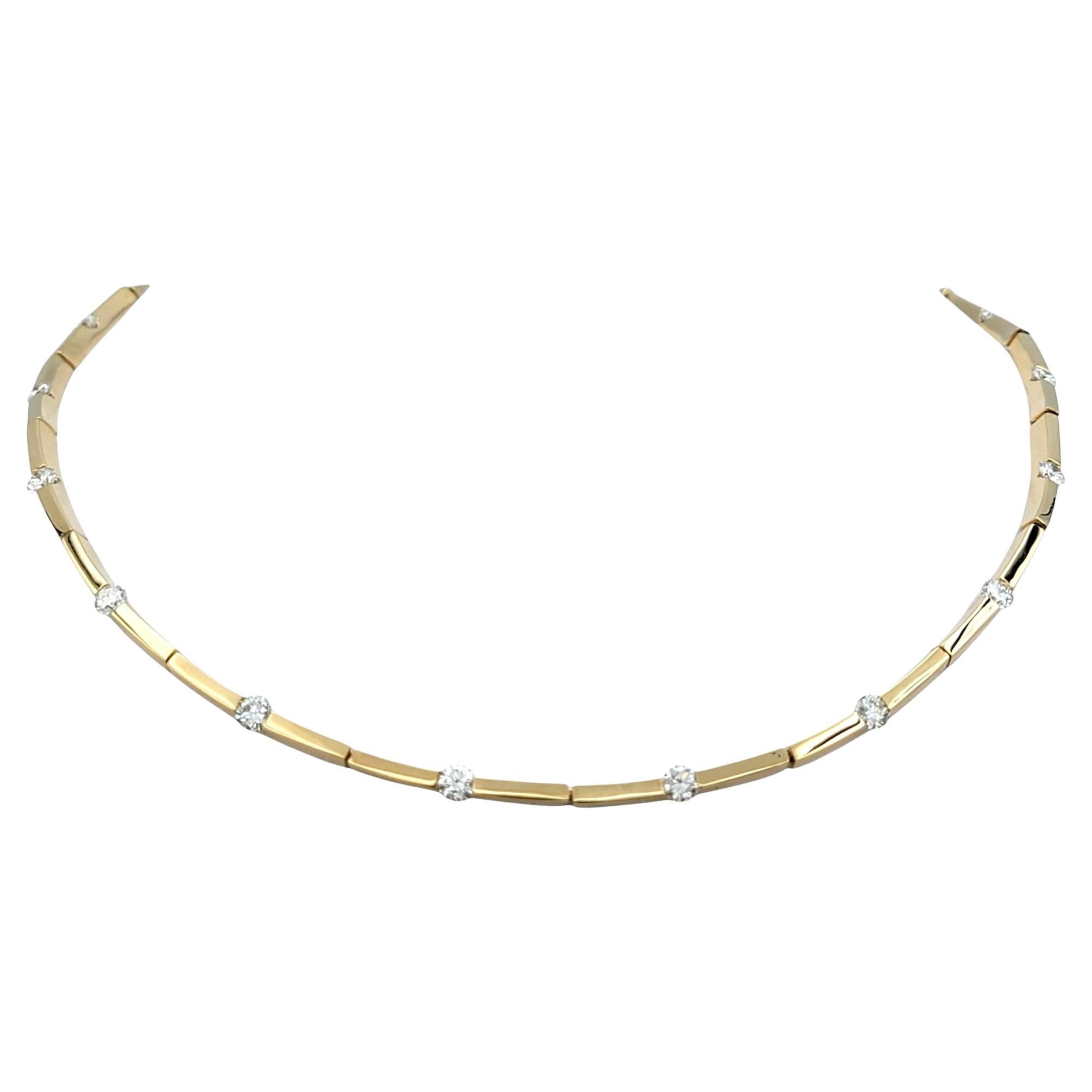 Scott Gauthier Round Diamond Choker Necklace in Polished 14 Karat Yellow Gold