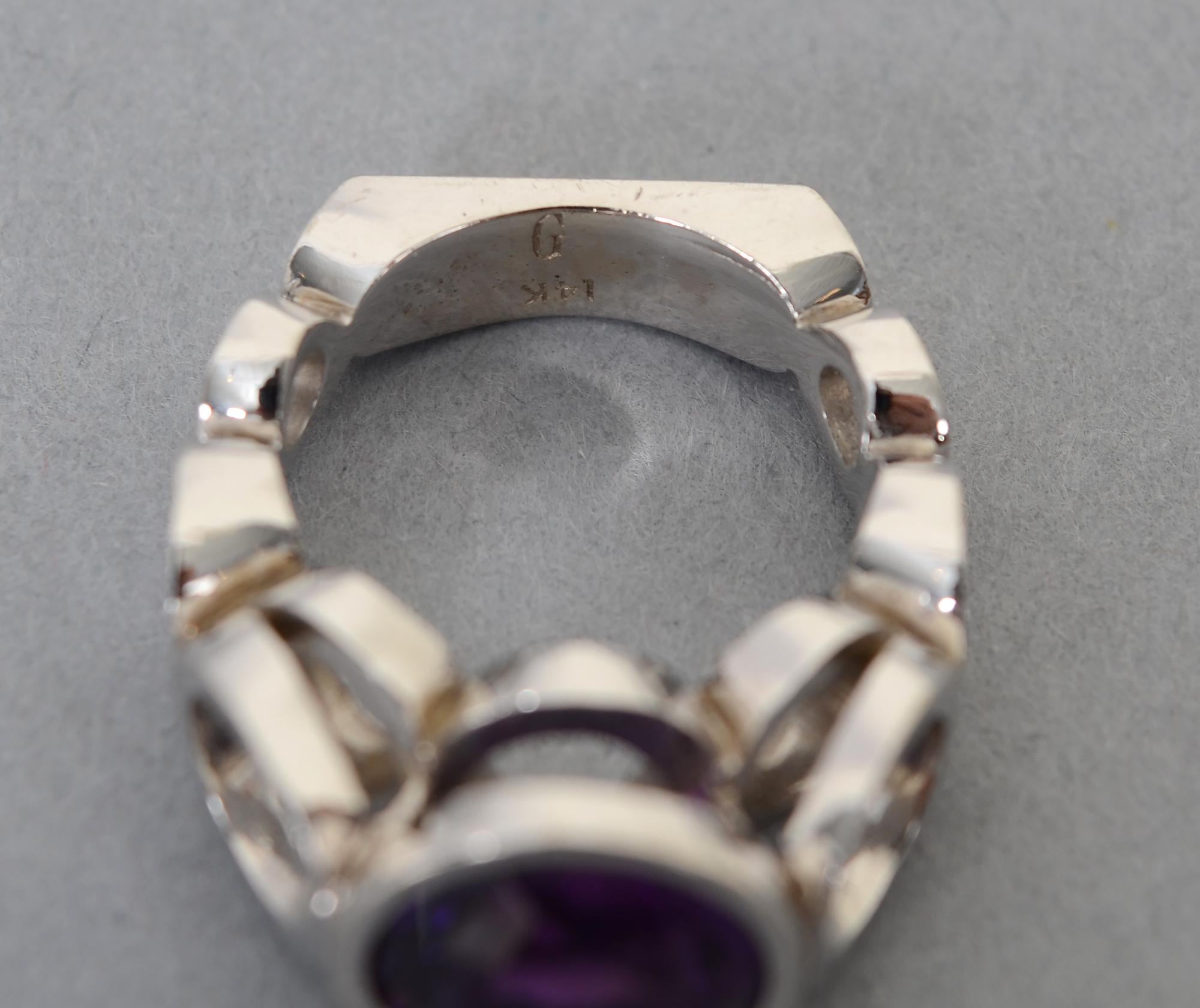 Contemporary Scott Gauthier White Gold Ring with Amethyst For Sale
